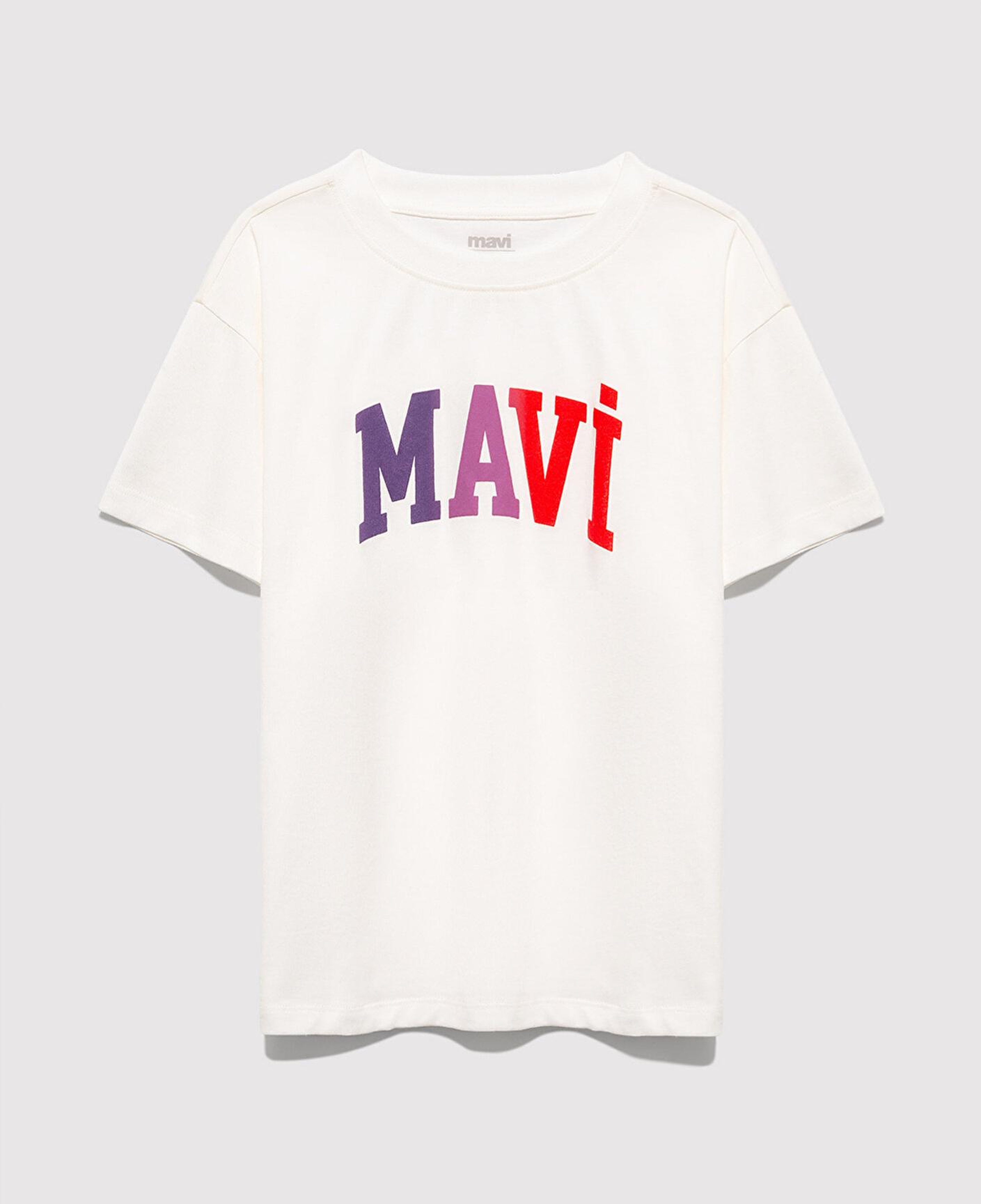 Mavi Mavi Logo Baskılı Ekru Tişört Loose Fit / Bol Rahat Kesim 7610425-70057