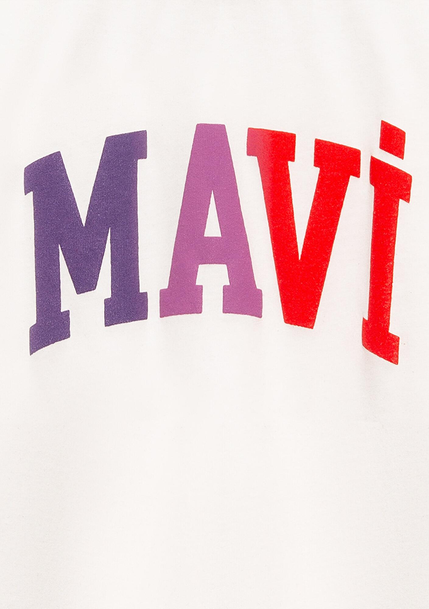 Mavi Mavi Logo Baskılı Ekru Tişört Loose Fit / Bol Rahat Kesim 7610425-70057