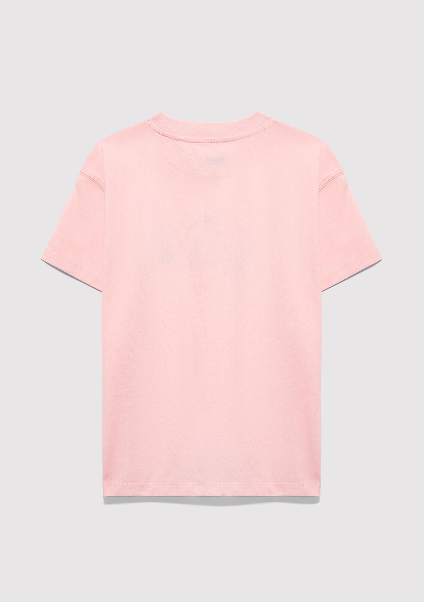 Mavi Mavi Logo Baskılı Pembe Tişört Loose Fit / Bol Rahat Kesim 7610426-71007