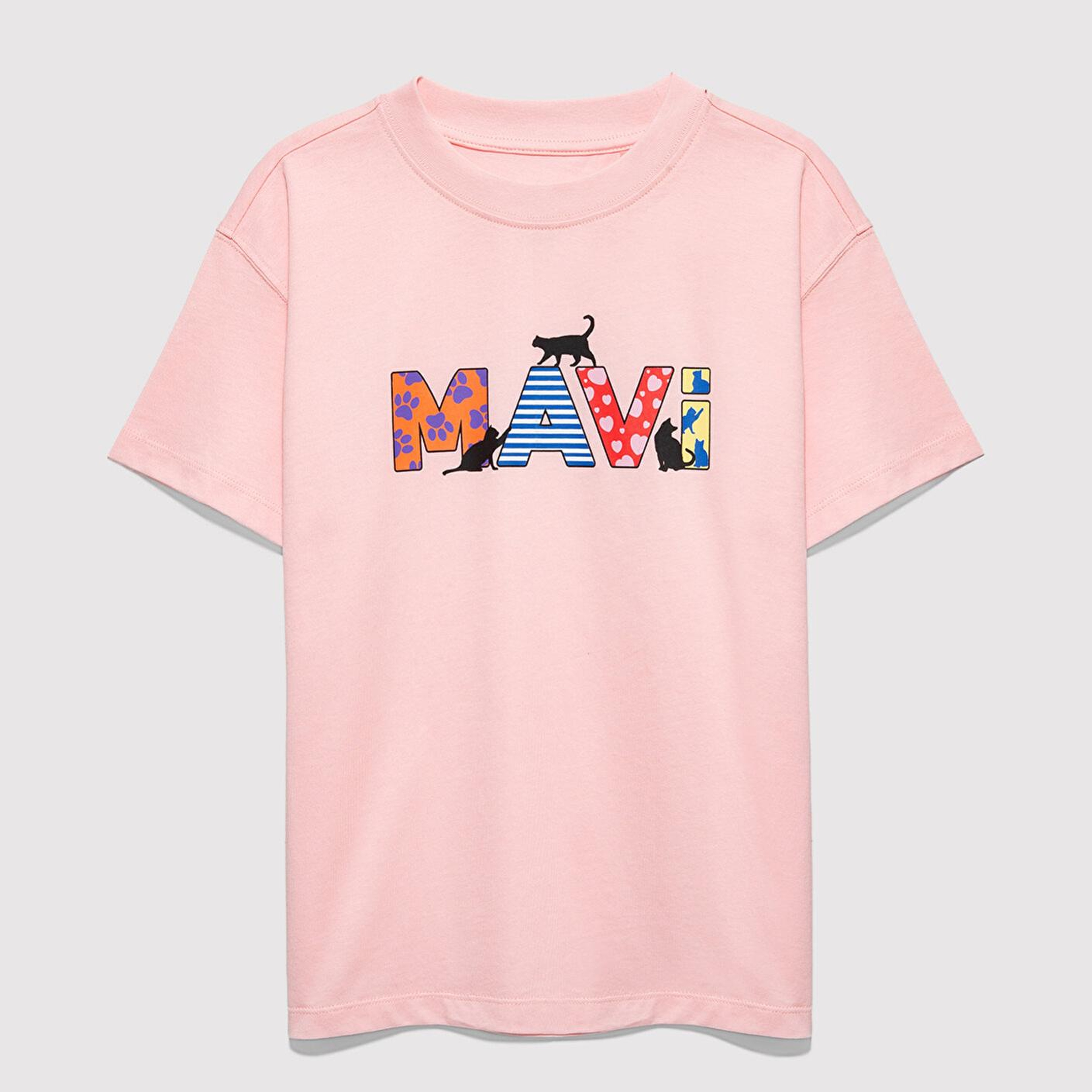 Mavi Mavi Logo Baskılı Pembe Tişört Loose Fit / Bol Rahat Kesim 7610426-71007
