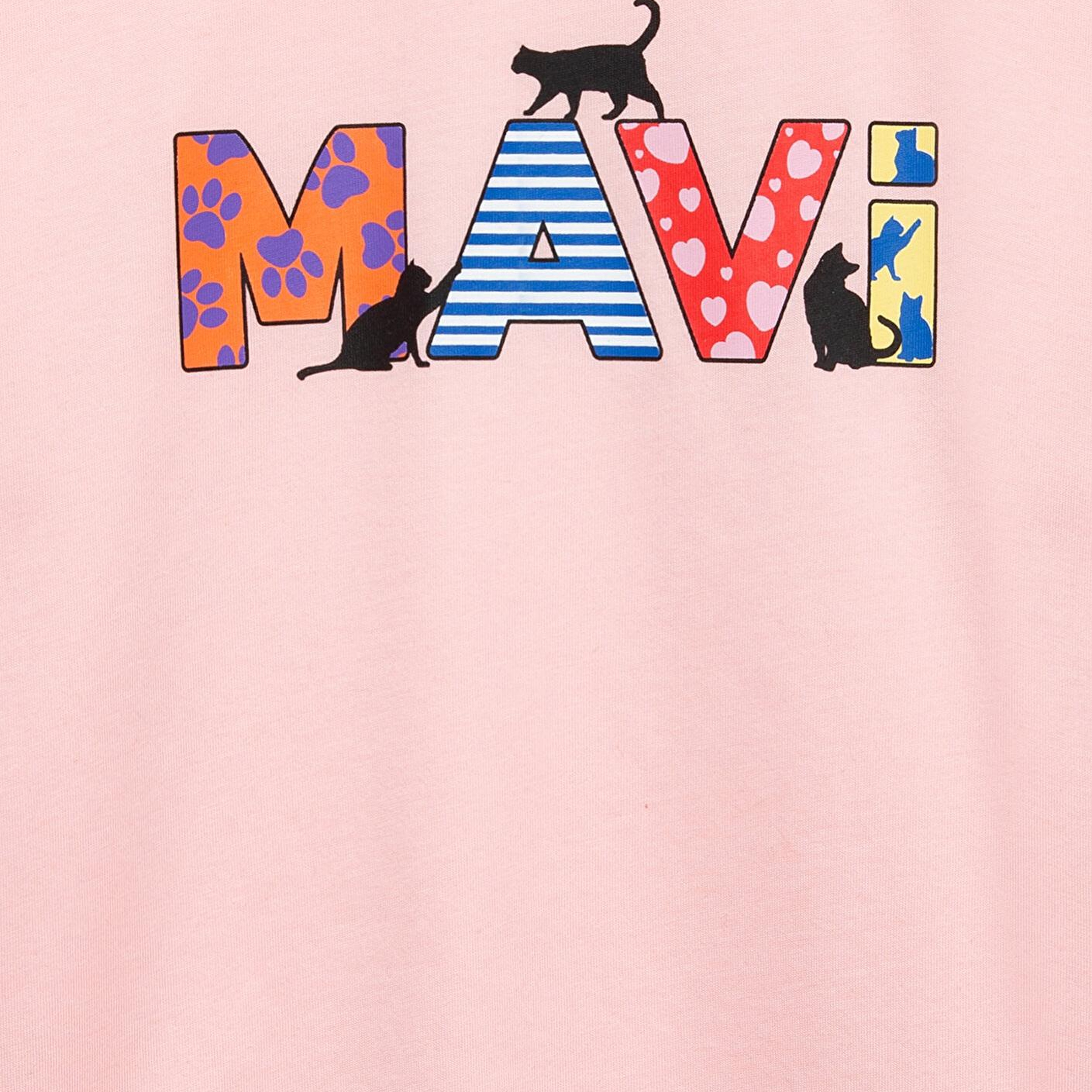 Mavi Mavi Logo Baskılı Pembe Tişört Loose Fit / Bol Rahat Kesim 7610426-71007