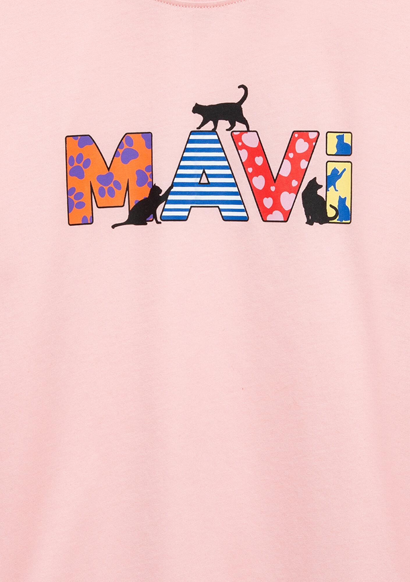 Mavi Mavi Logo Baskılı Pembe Tişört Loose Fit / Bol Rahat Kesim 7610426-71007