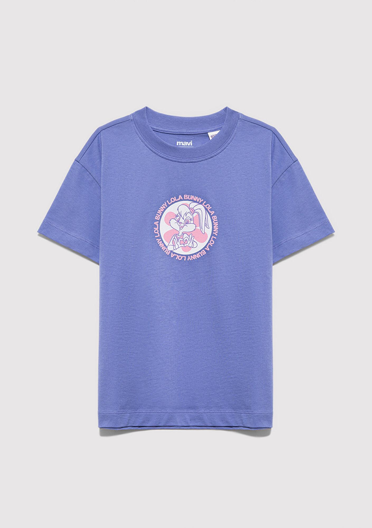 Mavi Lola Bunny Baskılı Mor Tişört Loose Fit / Bol Rahat Kesim 7610416-70662
