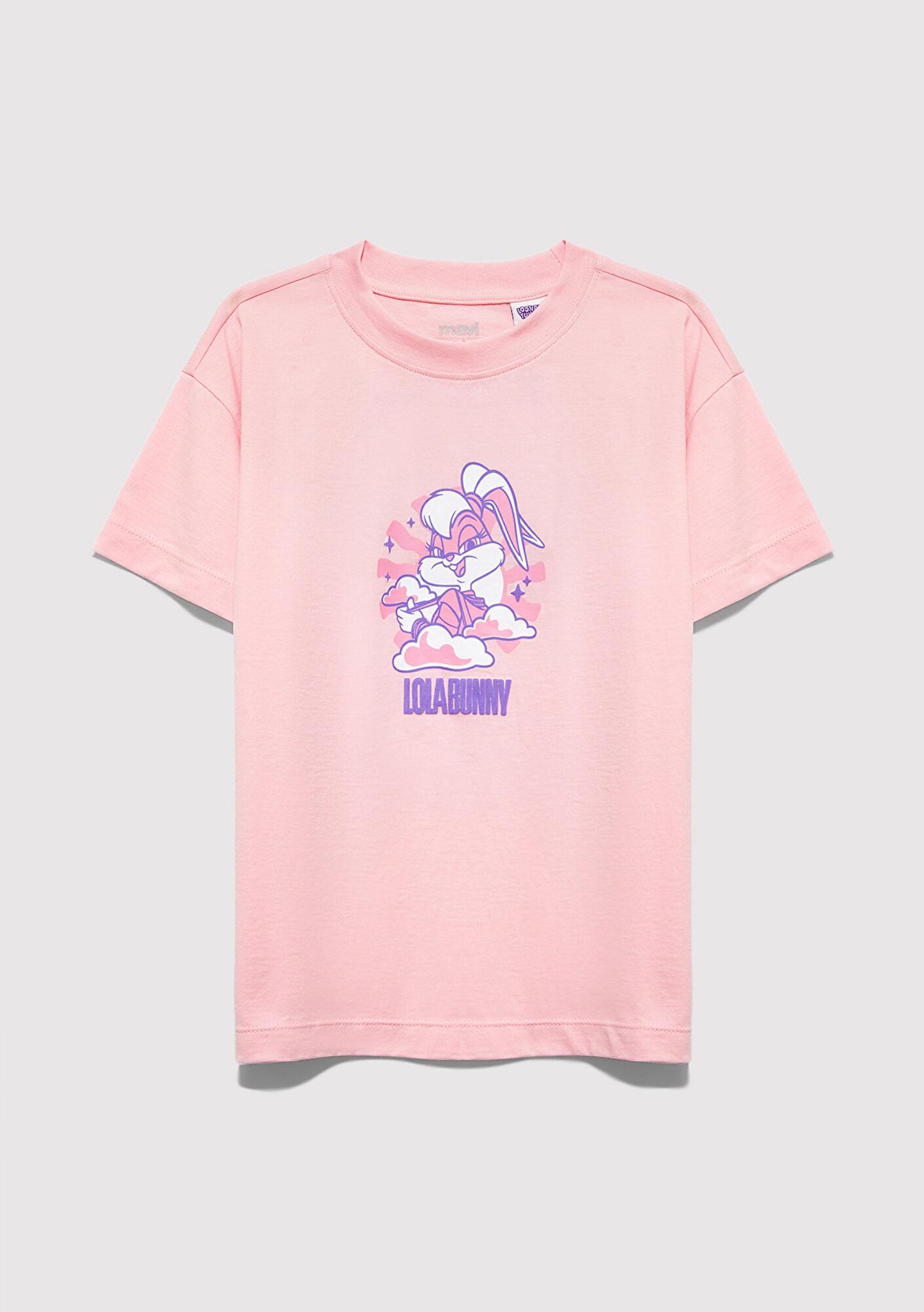 Mavi Lola Bunny Baskılı Pembe Tişört Loose Fit / Bol Rahat Kesim 7610415-71007
