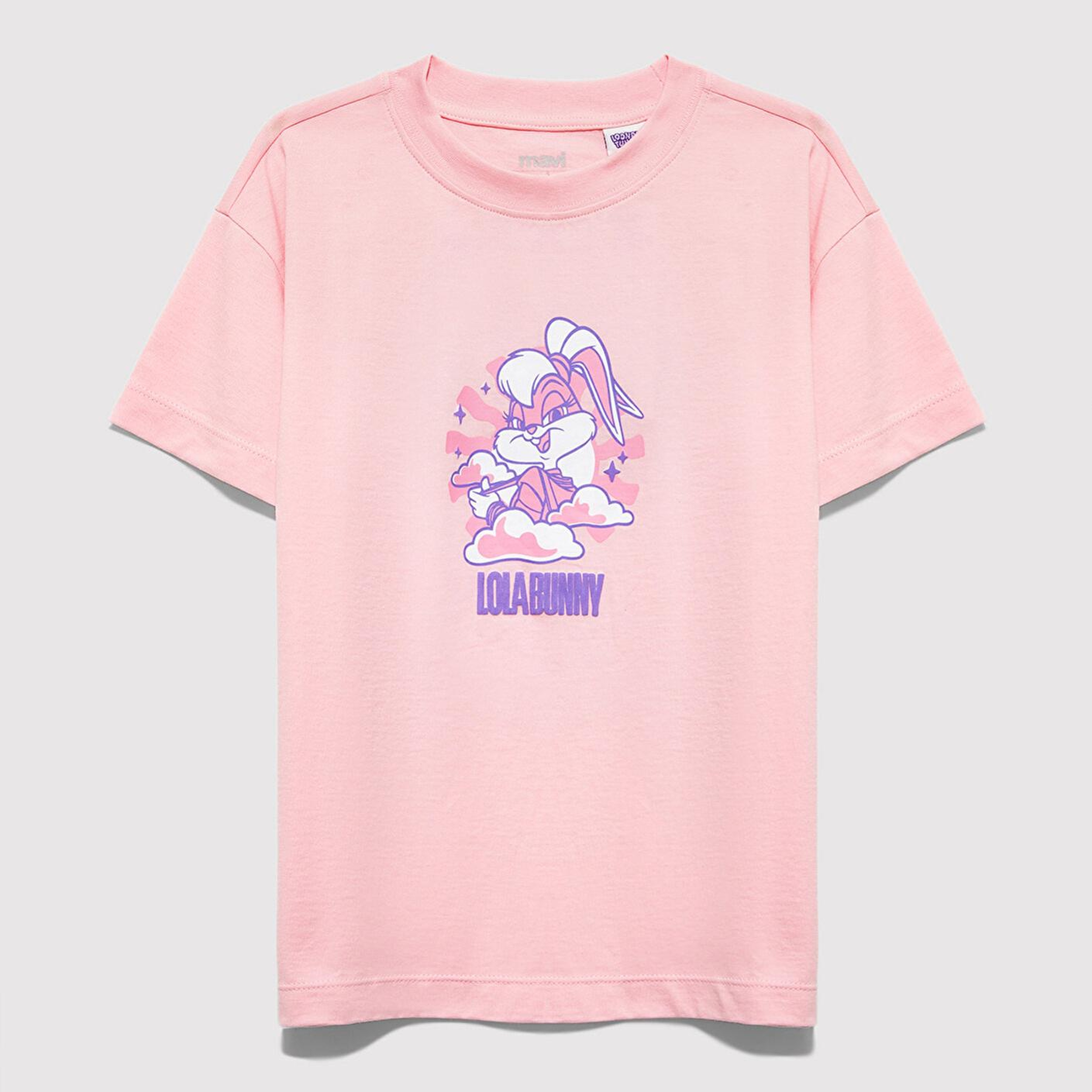 Mavi Lola Bunny Baskılı Pembe Tişört Loose Fit / Bol Rahat Kesim 7610415-71007