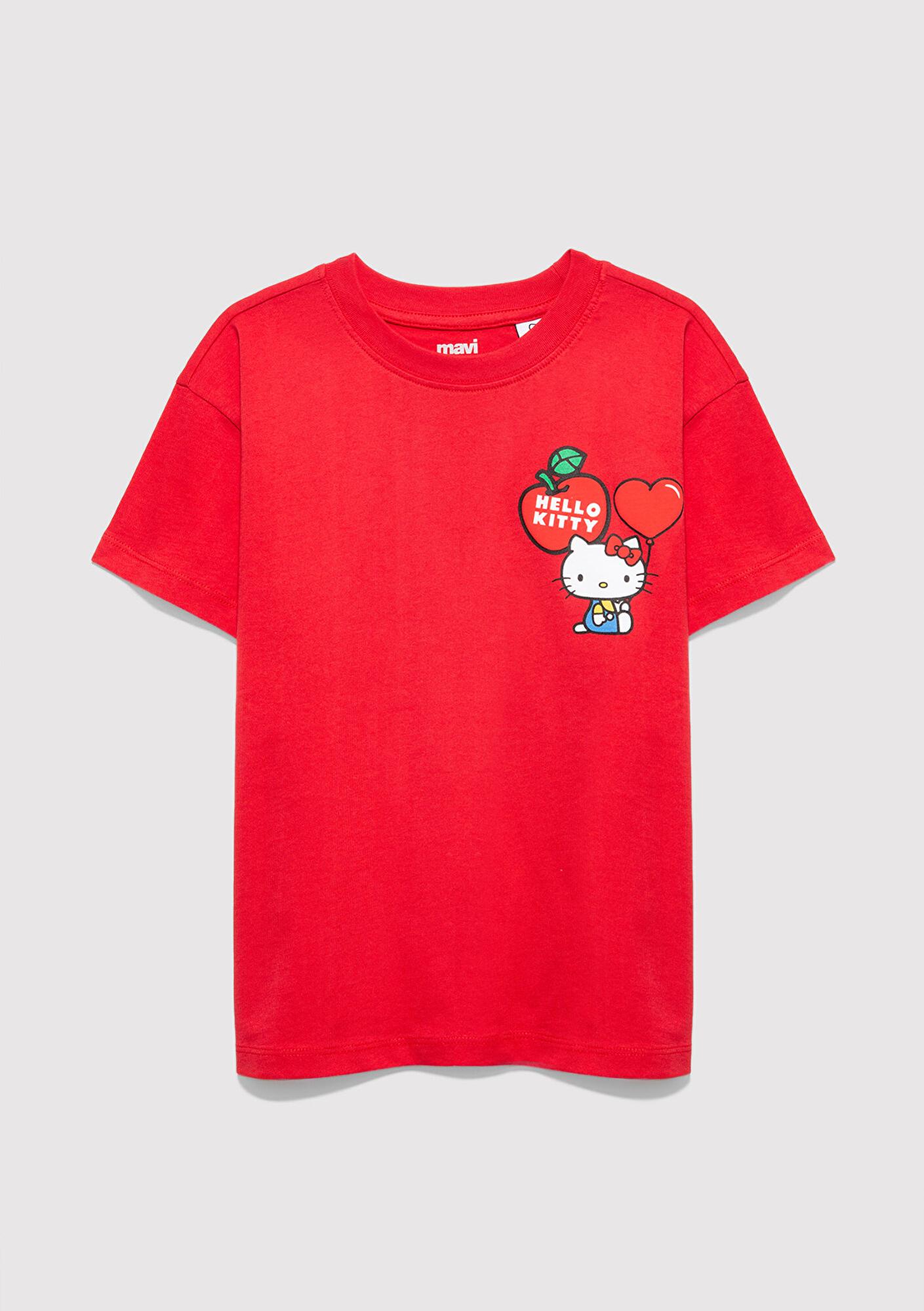 Mavi Hello Kitty Baskılı Kırmızı Tişört Loose Fit / Bol Rahat Kesim 7610429-70478