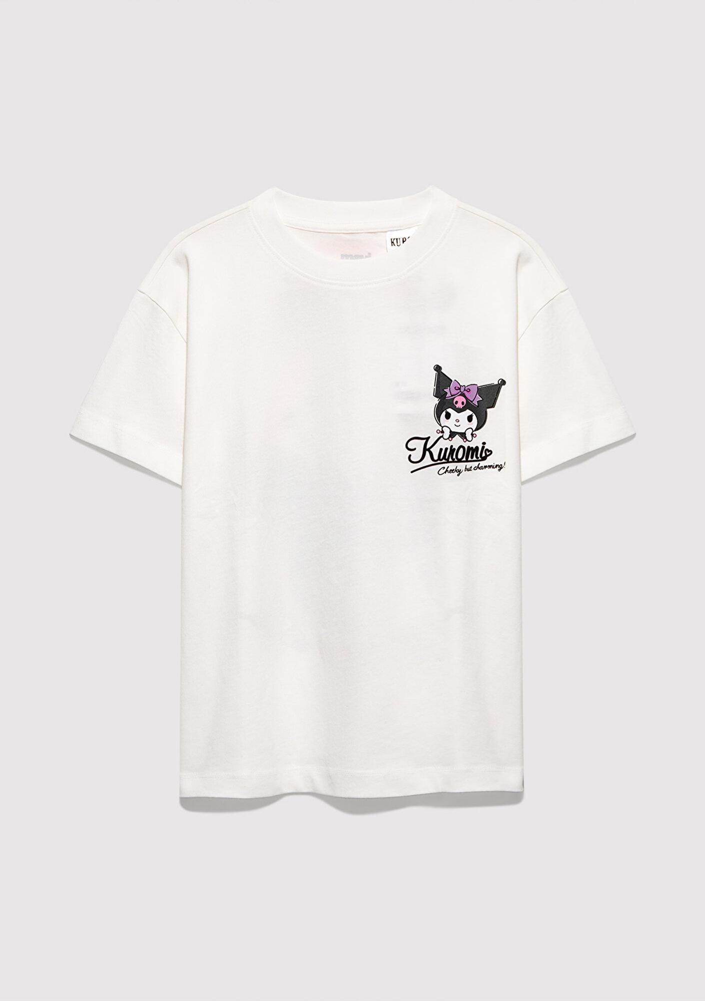 Mavi Kuromi Baskılı Ekru Tişört Loose Fit / Bol Rahat Kesim 7610413-70057