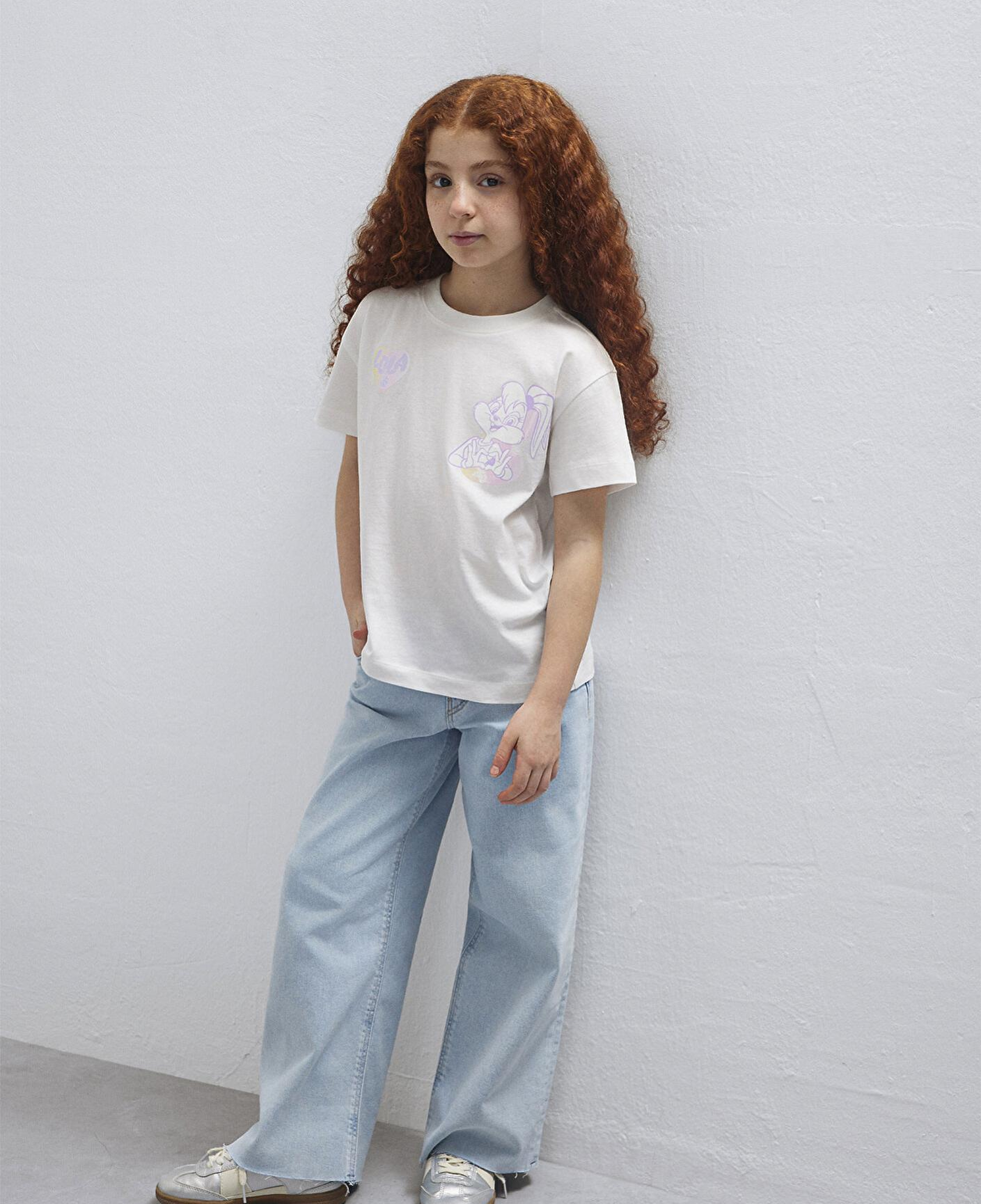 Mavi Lola Bunny Baskılı Ekru Tişört Loose Fit / Bol Rahat Kesim 7610417-70057