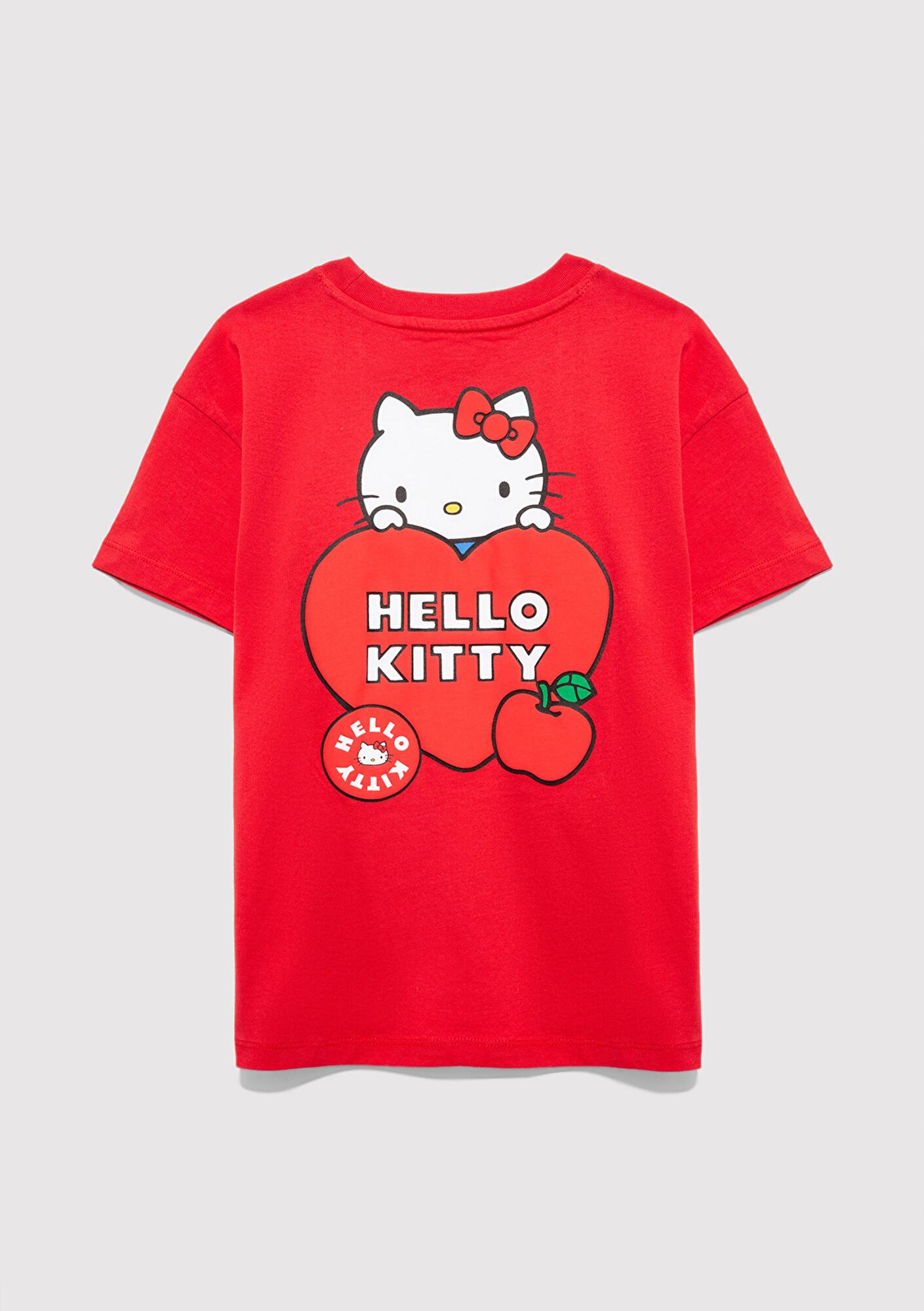Mavi Hello Kitty Baskılı Kırmızı Tişört Loose Fit / Bol Rahat Kesim 7610429-70478