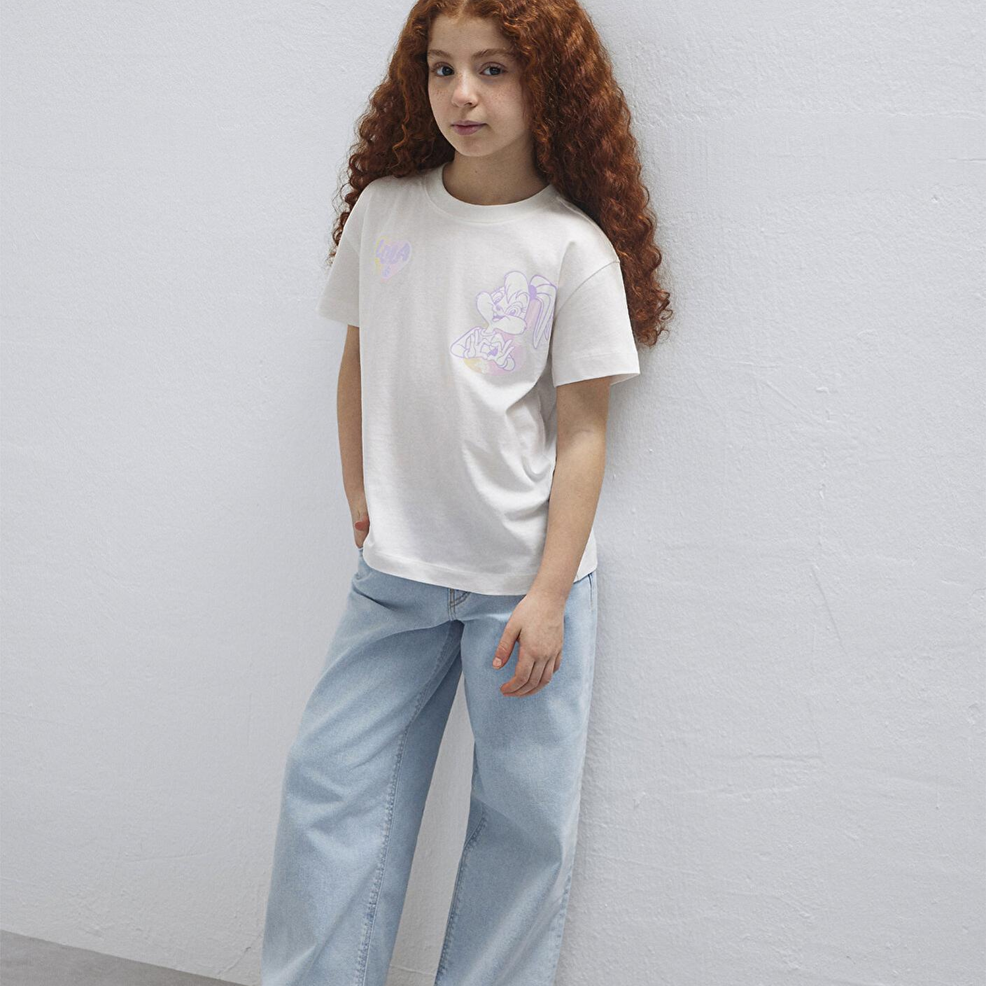 Mavi Lola Bunny Baskılı Ekru Tişört Loose Fit / Bol Rahat Kesim 7610417-70057