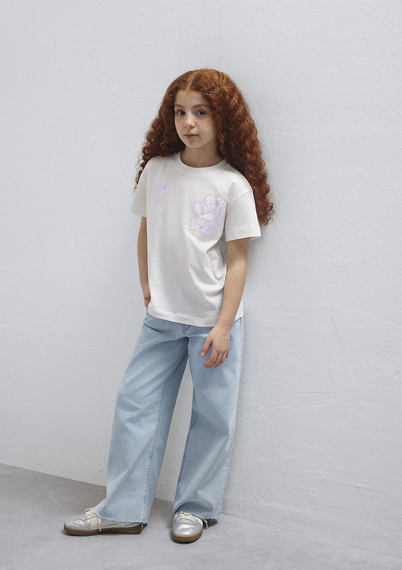 Mavi Lola Bunny Baskılı Ekru Tişört Loose Fit / Bol Rahat Kesim 7610417-70057