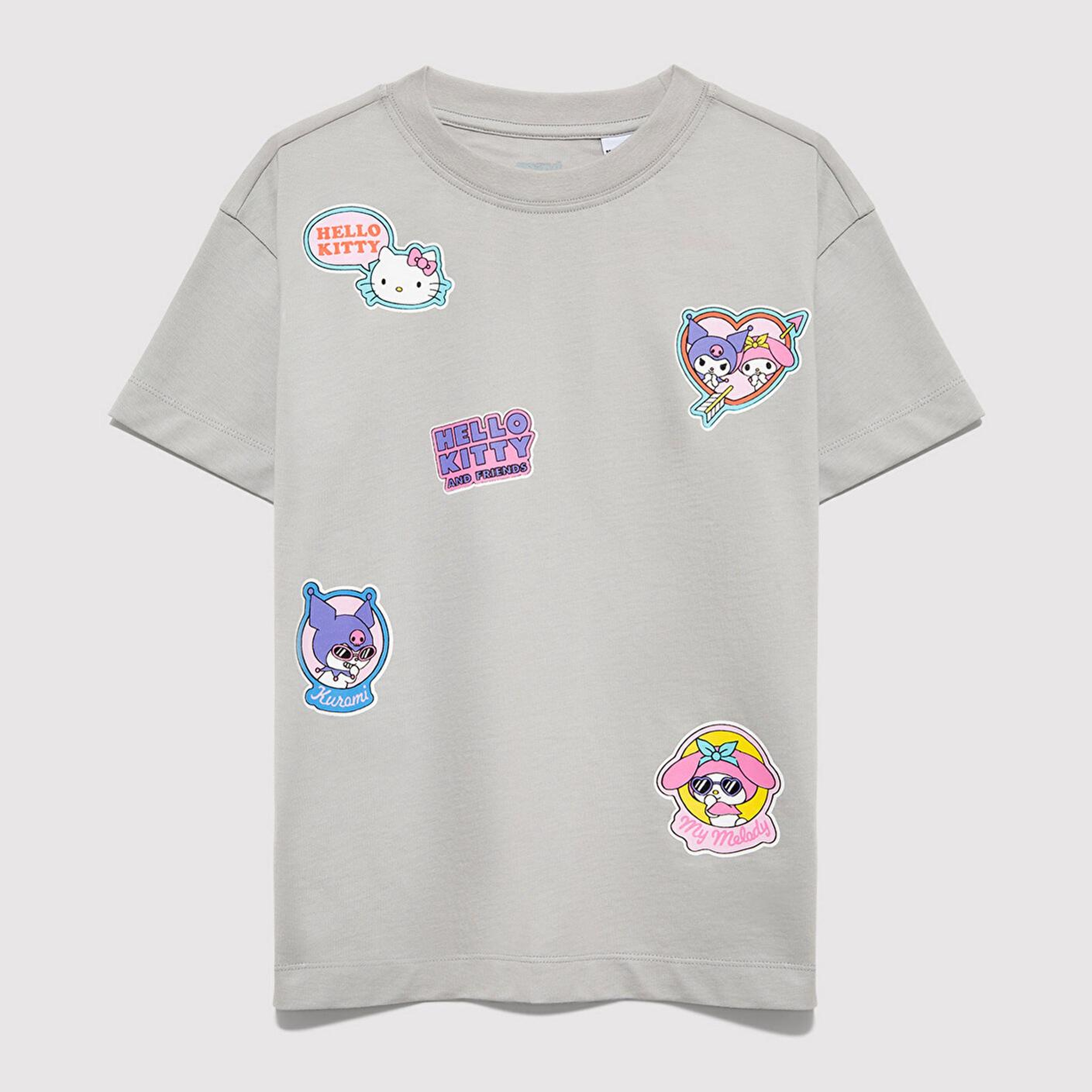 Mavi Hello Kitty Baskılı Gri Tişört Loose Fit / Bol Rahat Kesim 7610423-70075