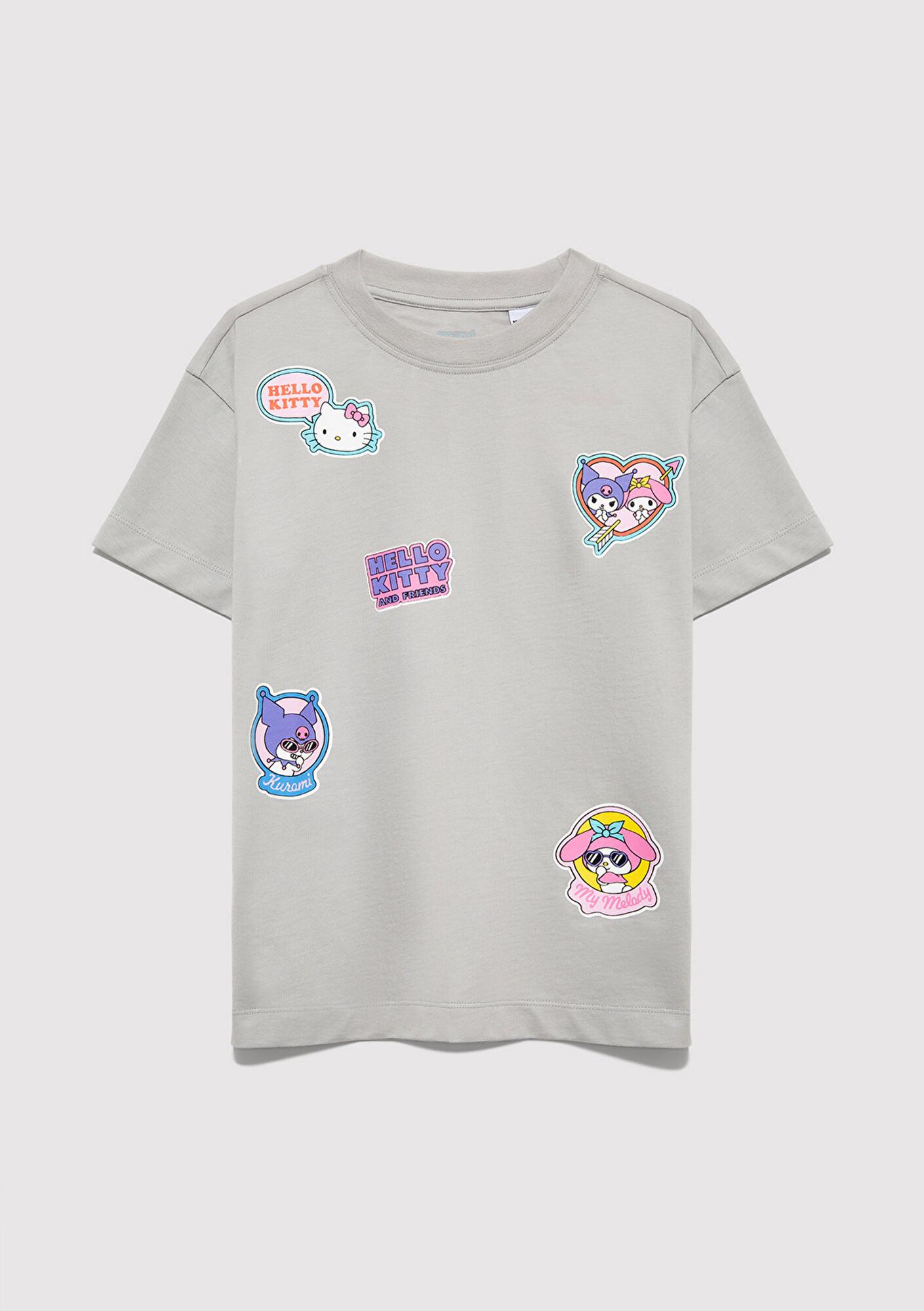 Mavi Hello Kitty Baskılı Gri Tişört Loose Fit / Bol Rahat Kesim 7610423-70075