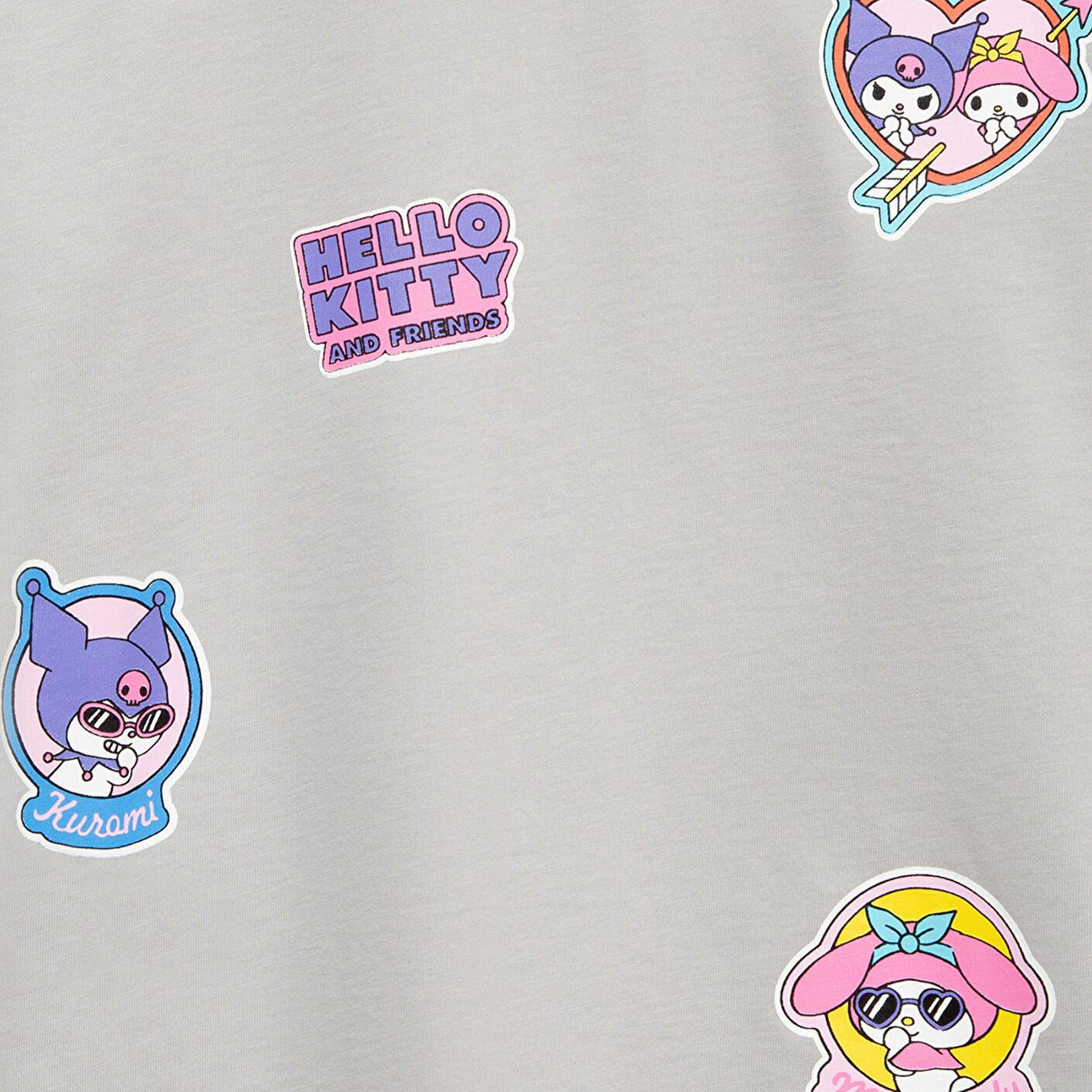 Mavi Hello Kitty Baskılı Gri Tişört Loose Fit / Bol Rahat Kesim 7610423-70075