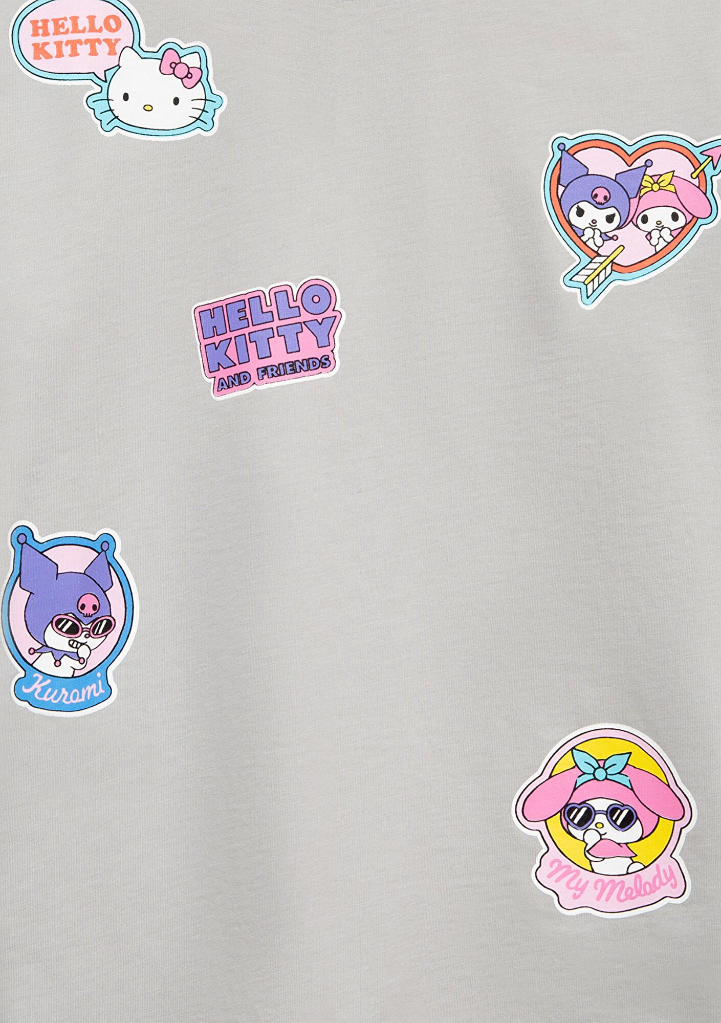 Mavi Hello Kitty Baskılı Gri Tişört Loose Fit / Bol Rahat Kesim 7610423-70075