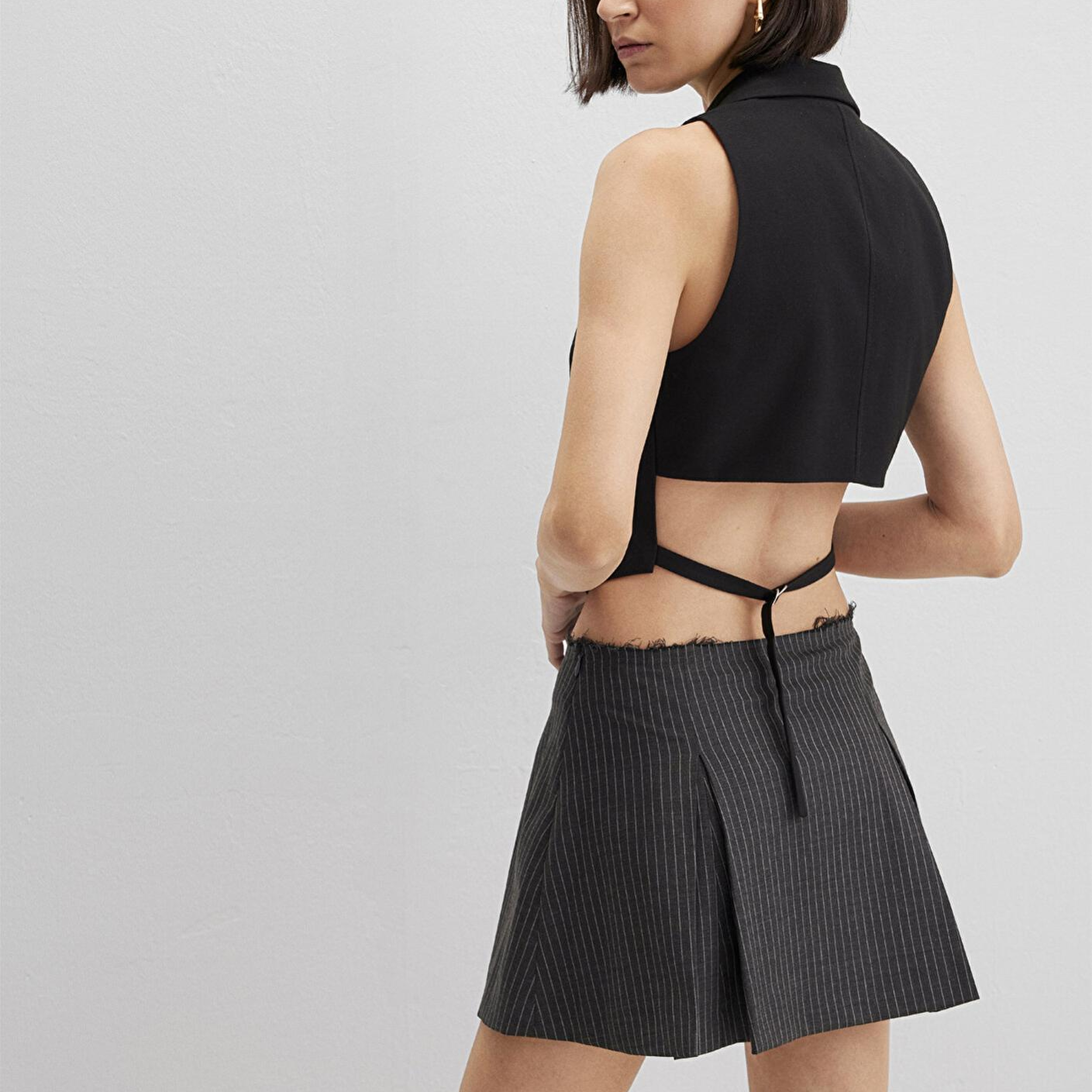 Mavi Yün Karışımlı Siyah Bluz 1211416-900