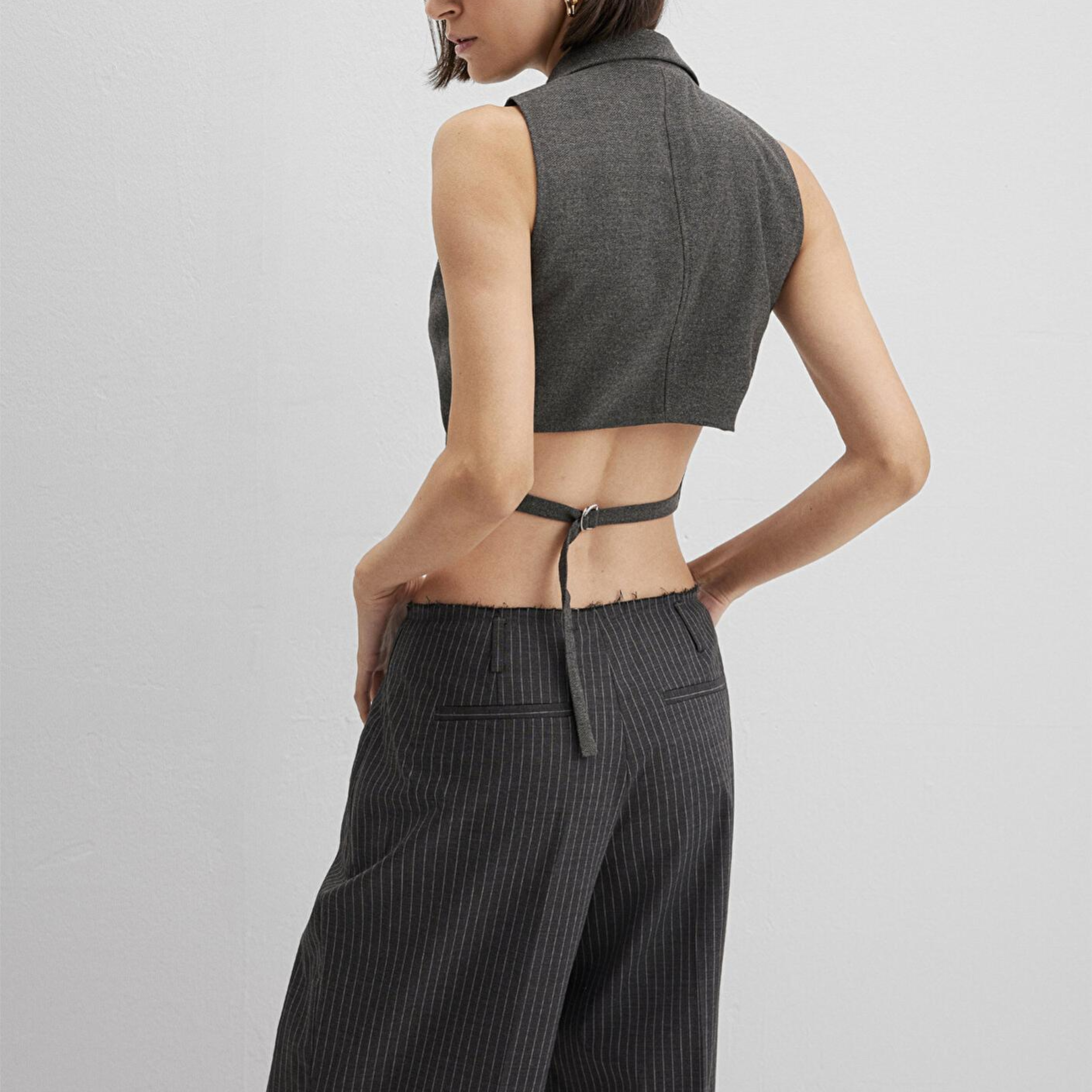 Mavi Yün Karışımlı Antrasit Bluz 1211416-80023