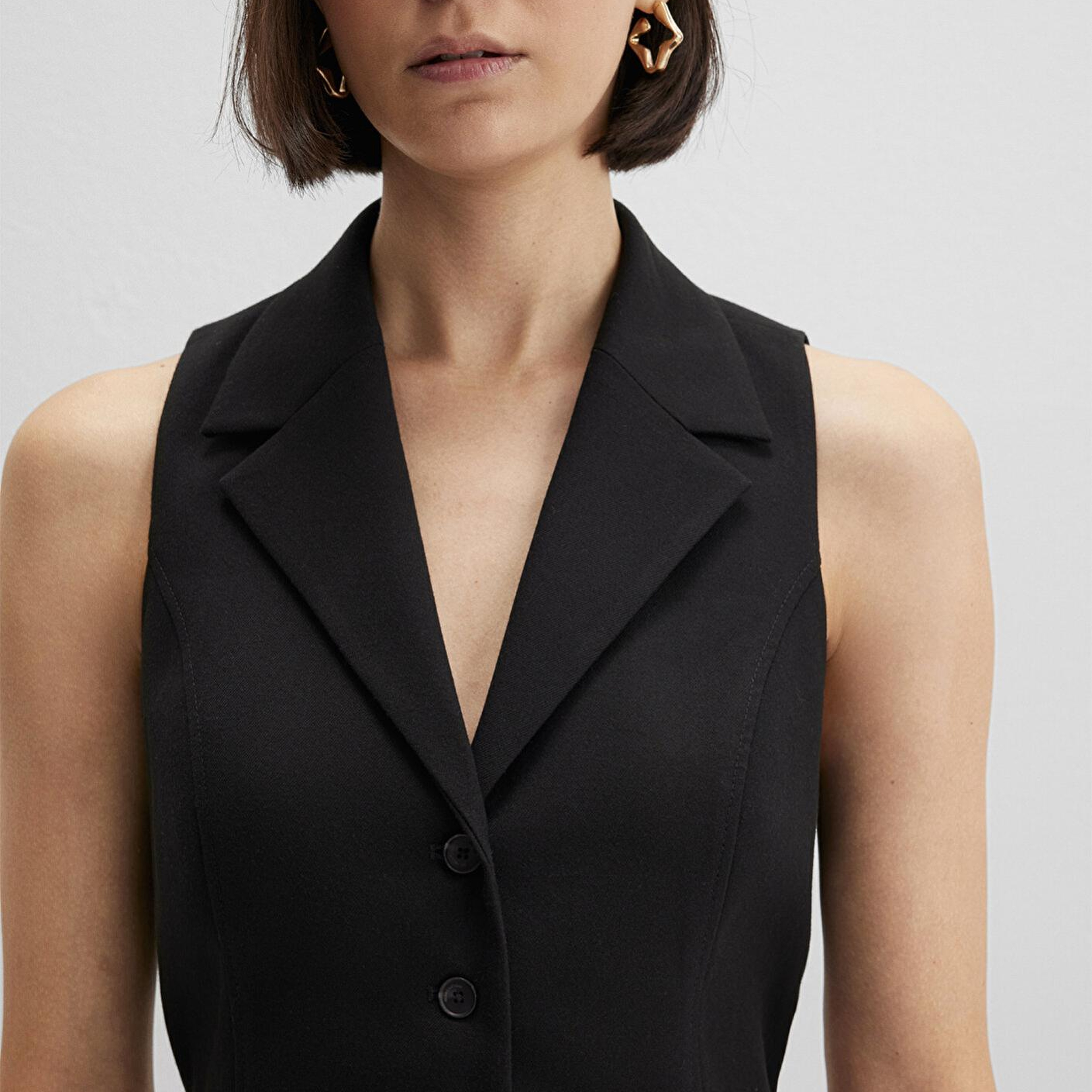 Mavi Yün Karışımlı Siyah Bluz 1211416-900