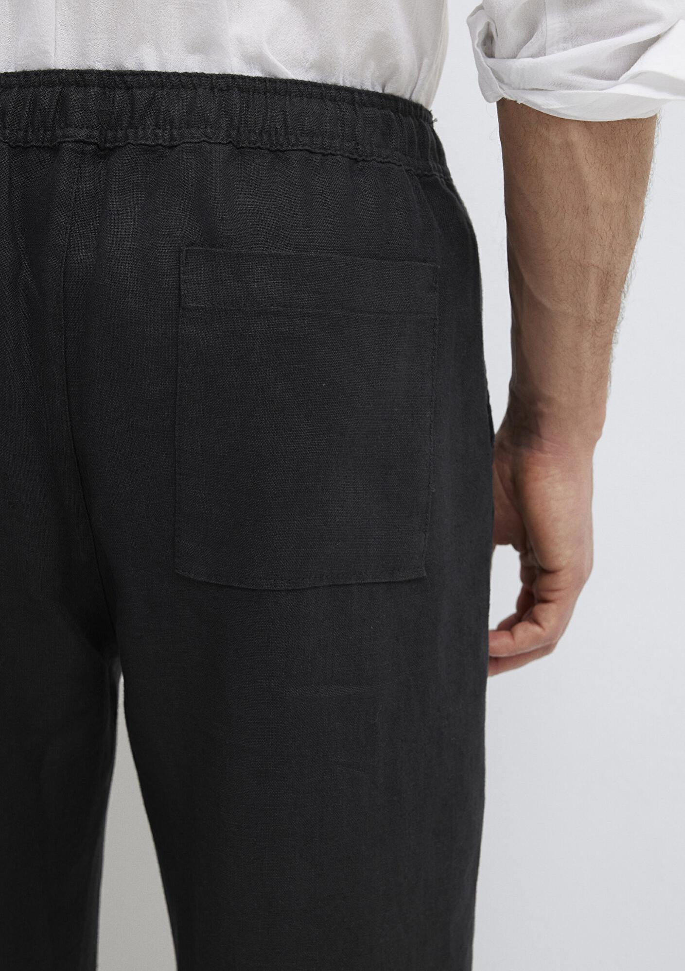 Mavi Keten Siyah Pantolon 0010577-900