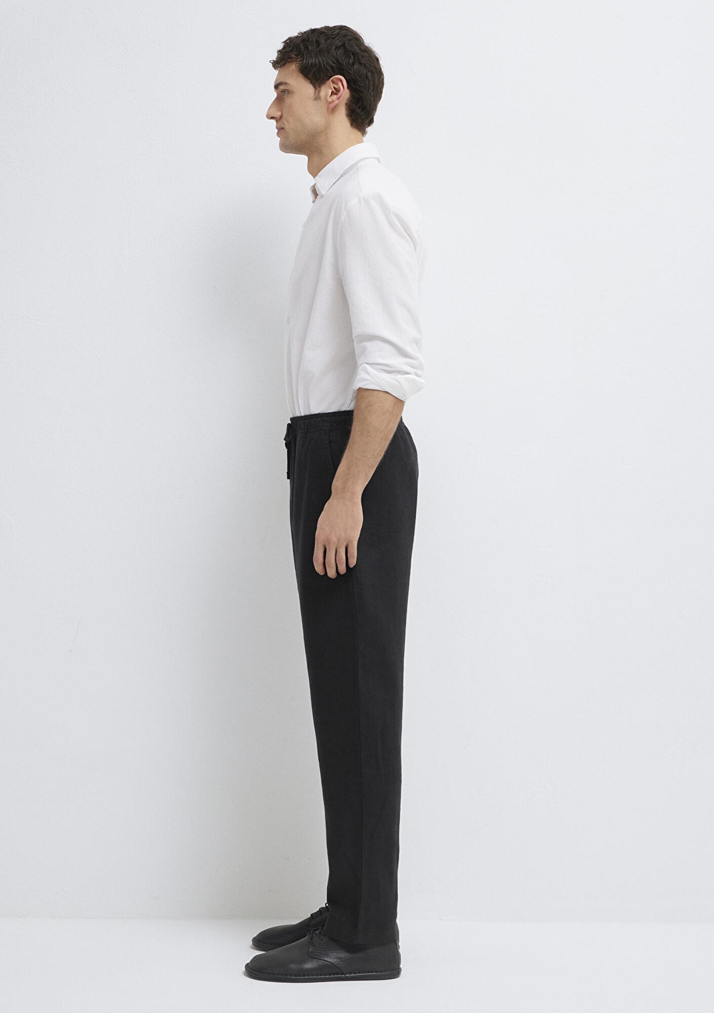 Mavi Keten Siyah Pantolon 0010577-900