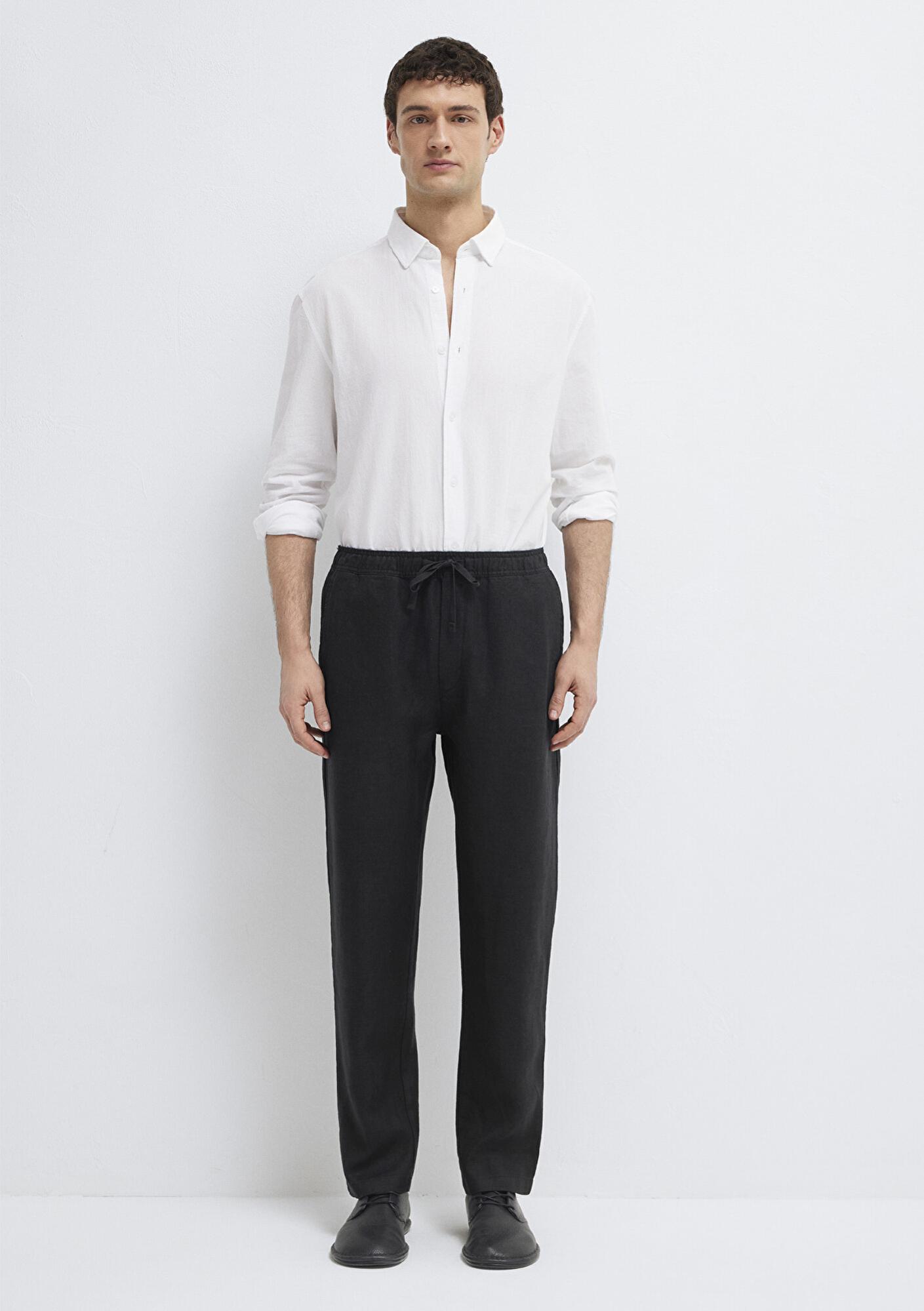 Mavi Keten Siyah Pantolon 0010577-900