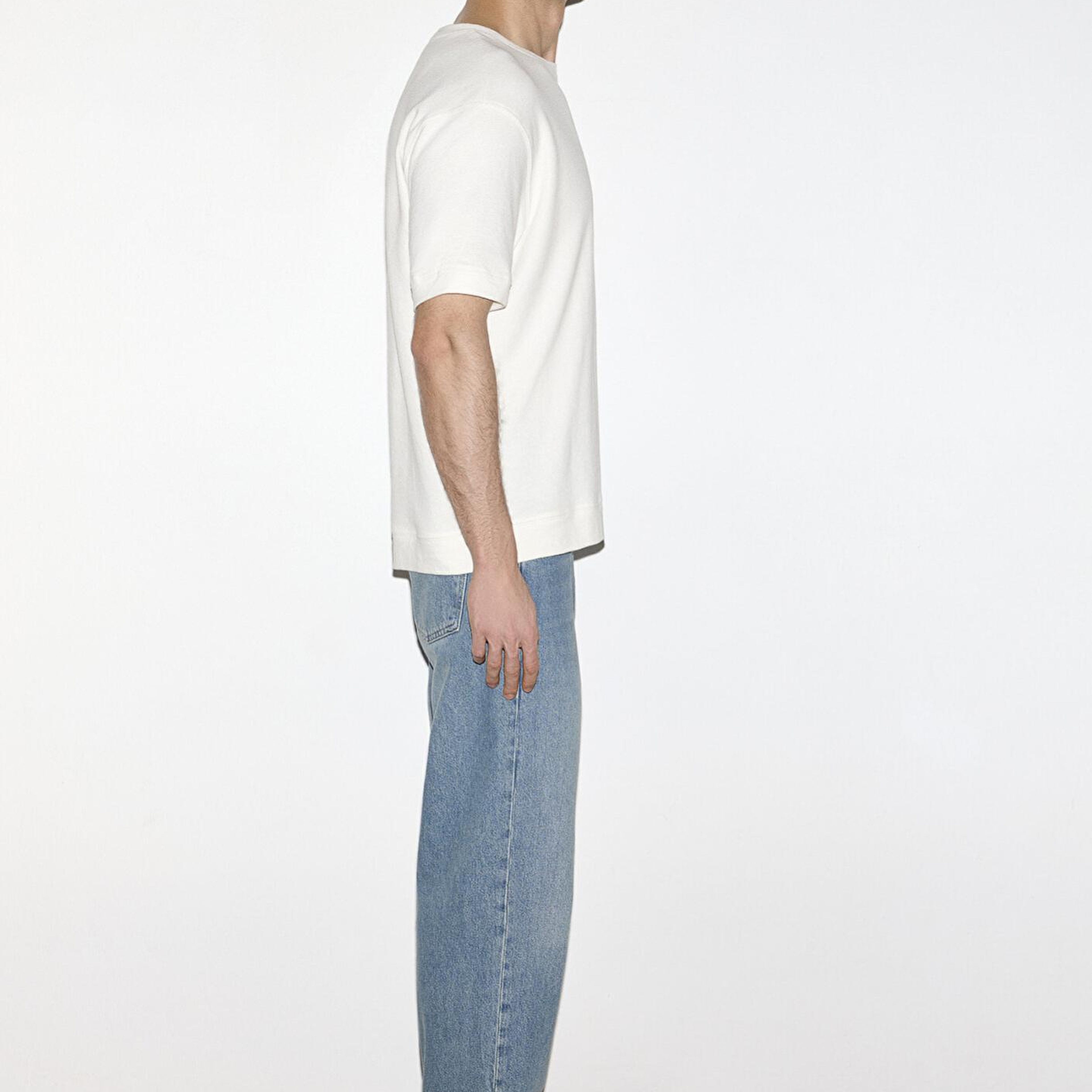 Mavi Bisiklet Yaka Ekru Tişört Loose Fit / Bol Rahat Kesim 0613161-70057