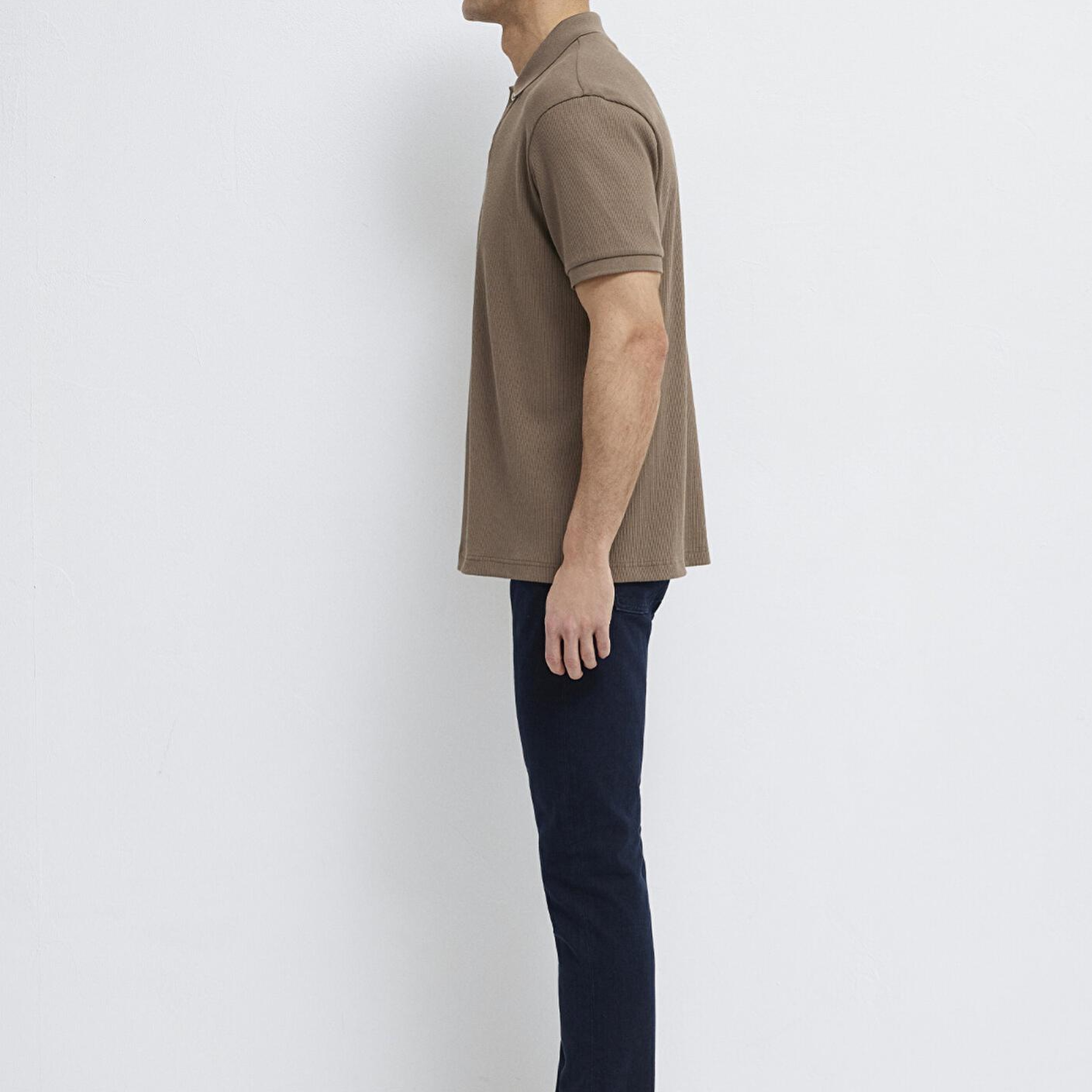 Mavi Kahverengi Polo Tişört Loose Fit / Bol Rahat Kesim 0613126-83866