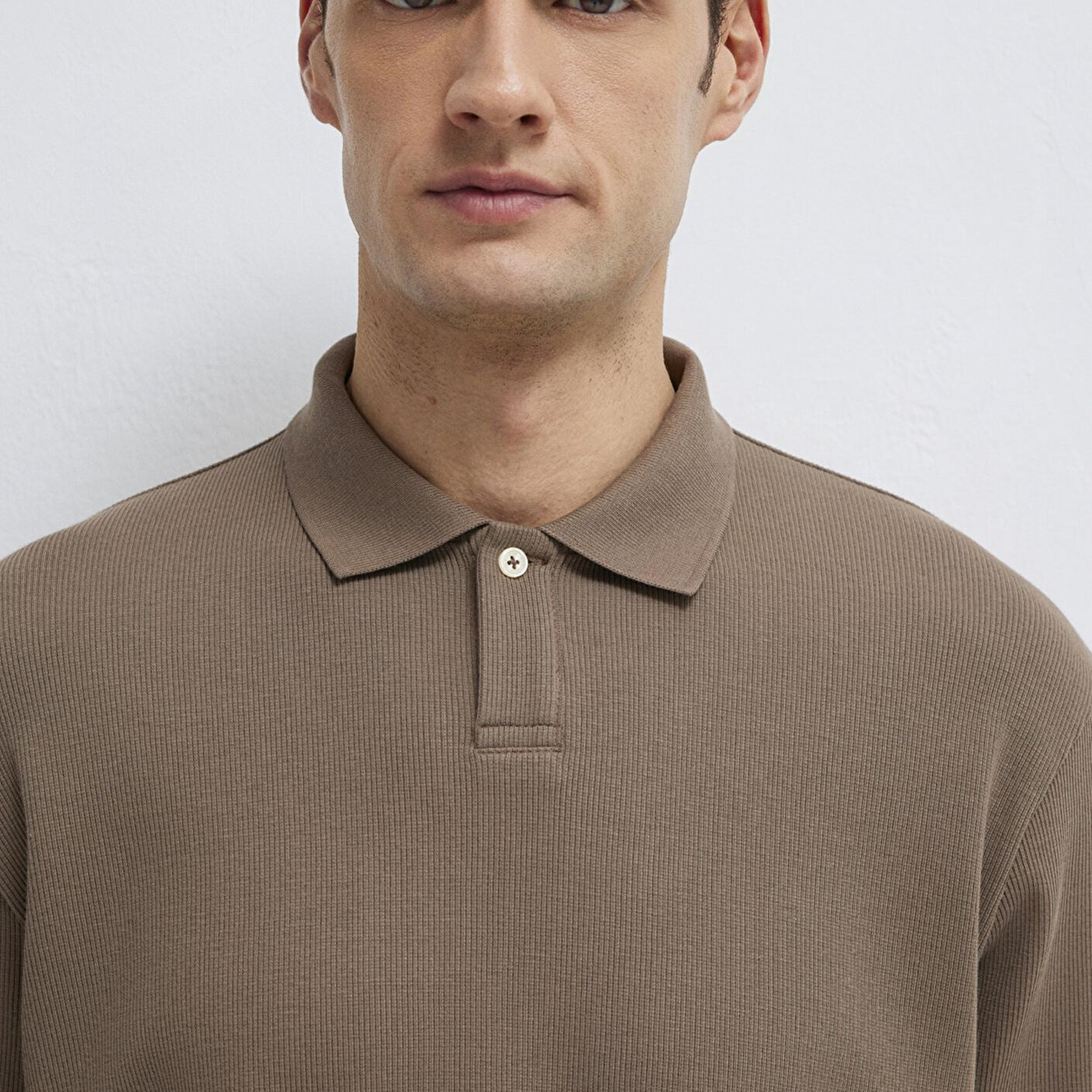 Mavi Kahverengi Polo Tişört Loose Fit / Bol Rahat Kesim 0613126-83866