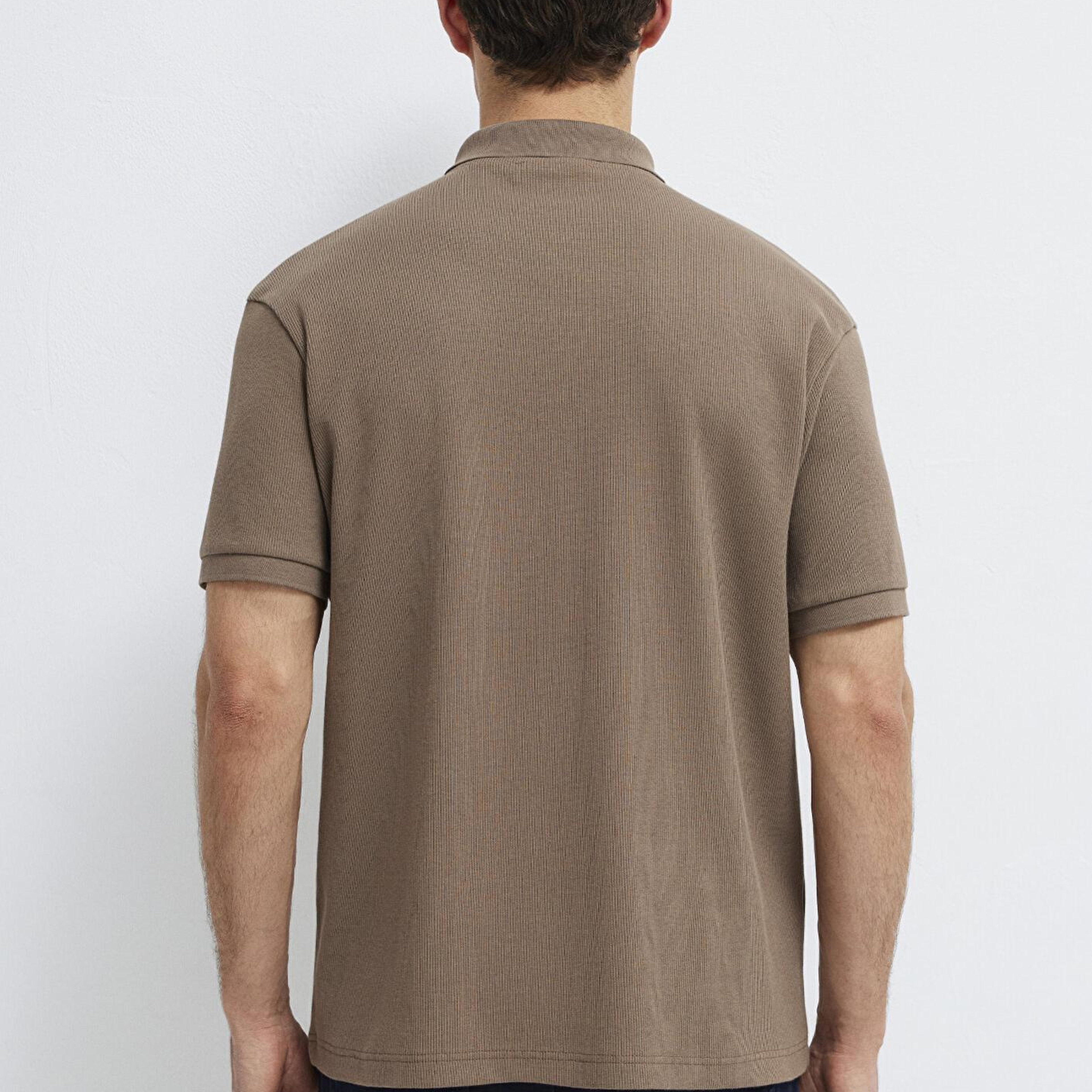 Mavi Kahverengi Polo Tişört Loose Fit / Bol Rahat Kesim 0613126-83866