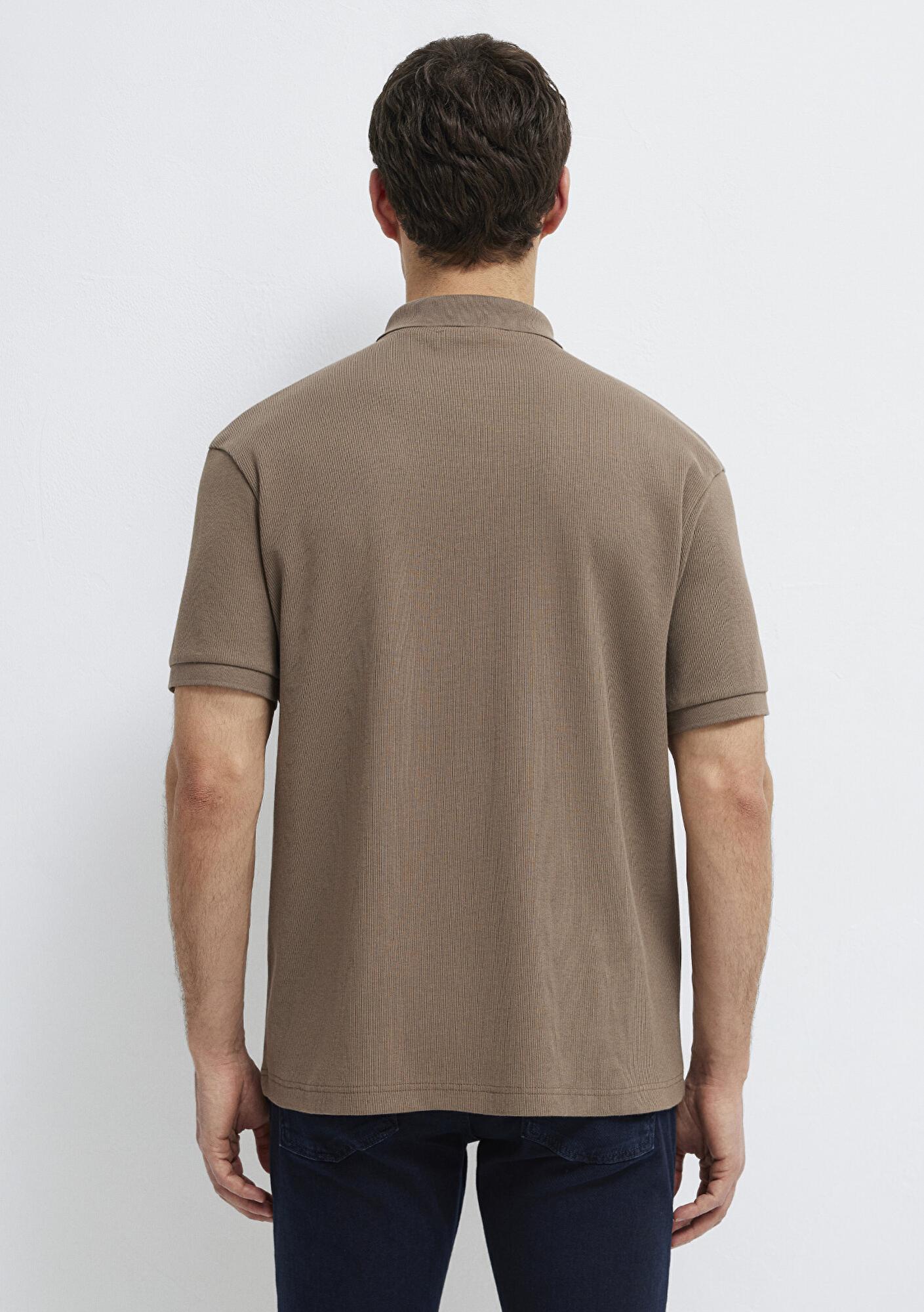 Mavi Kahverengi Polo Tişört Loose Fit / Bol Rahat Kesim 0613126-83866