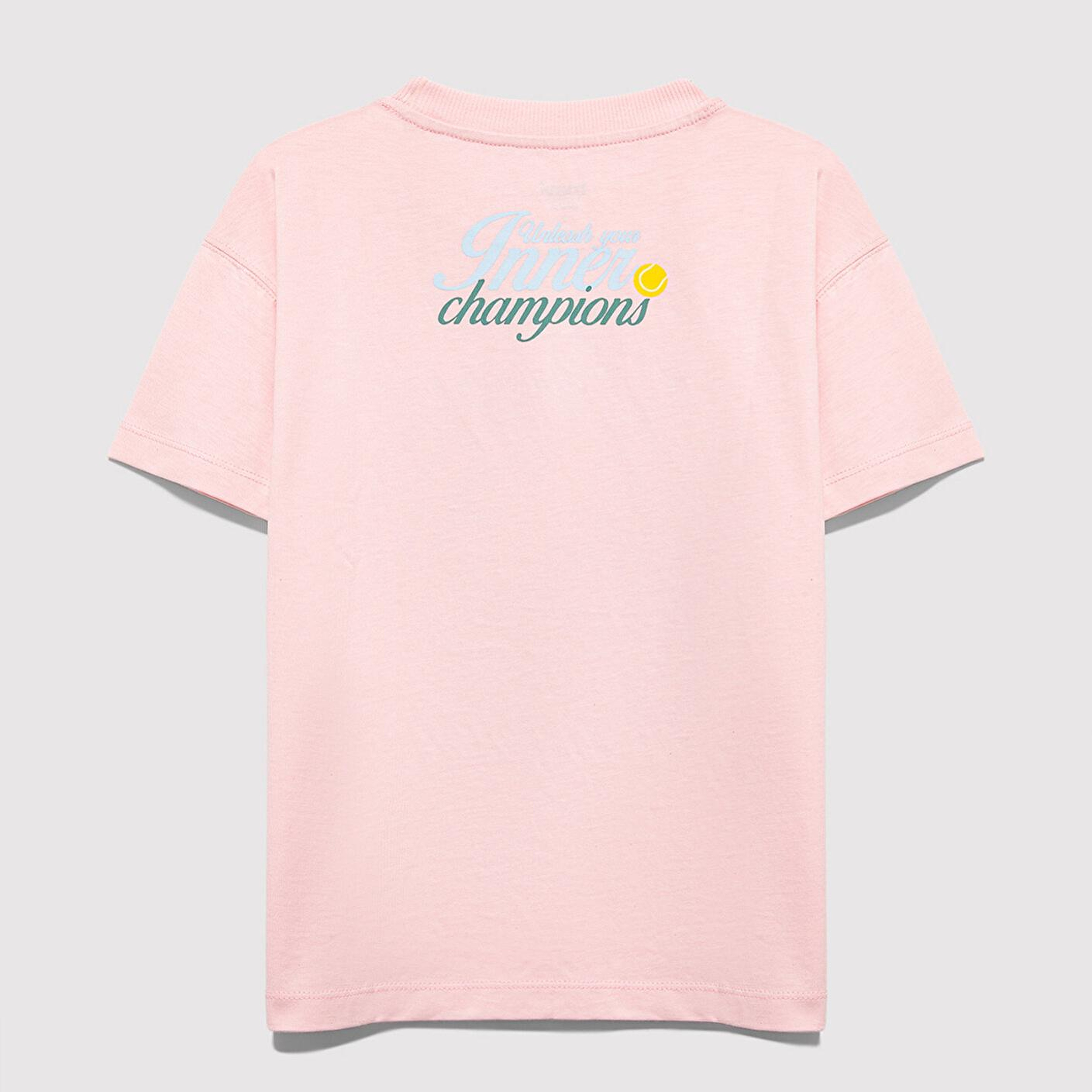 Mavi Tenis Baskılı Pembe Tişört Loose Fit / Bol Rahat Kesim 7610396-71007