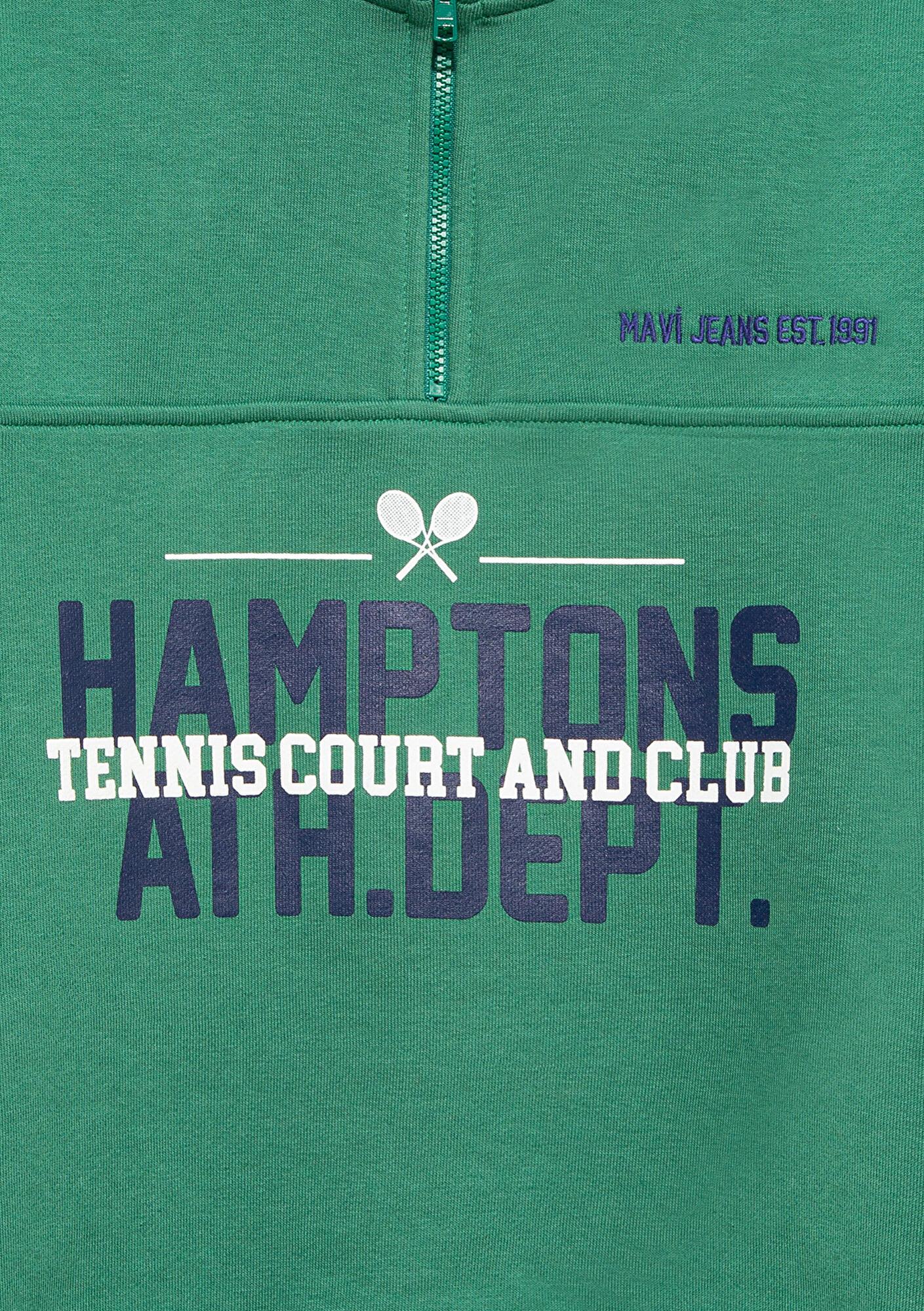 Mavi Baskılı Kapüşonlu Yeşil Sweatshirt 6S10169-71697