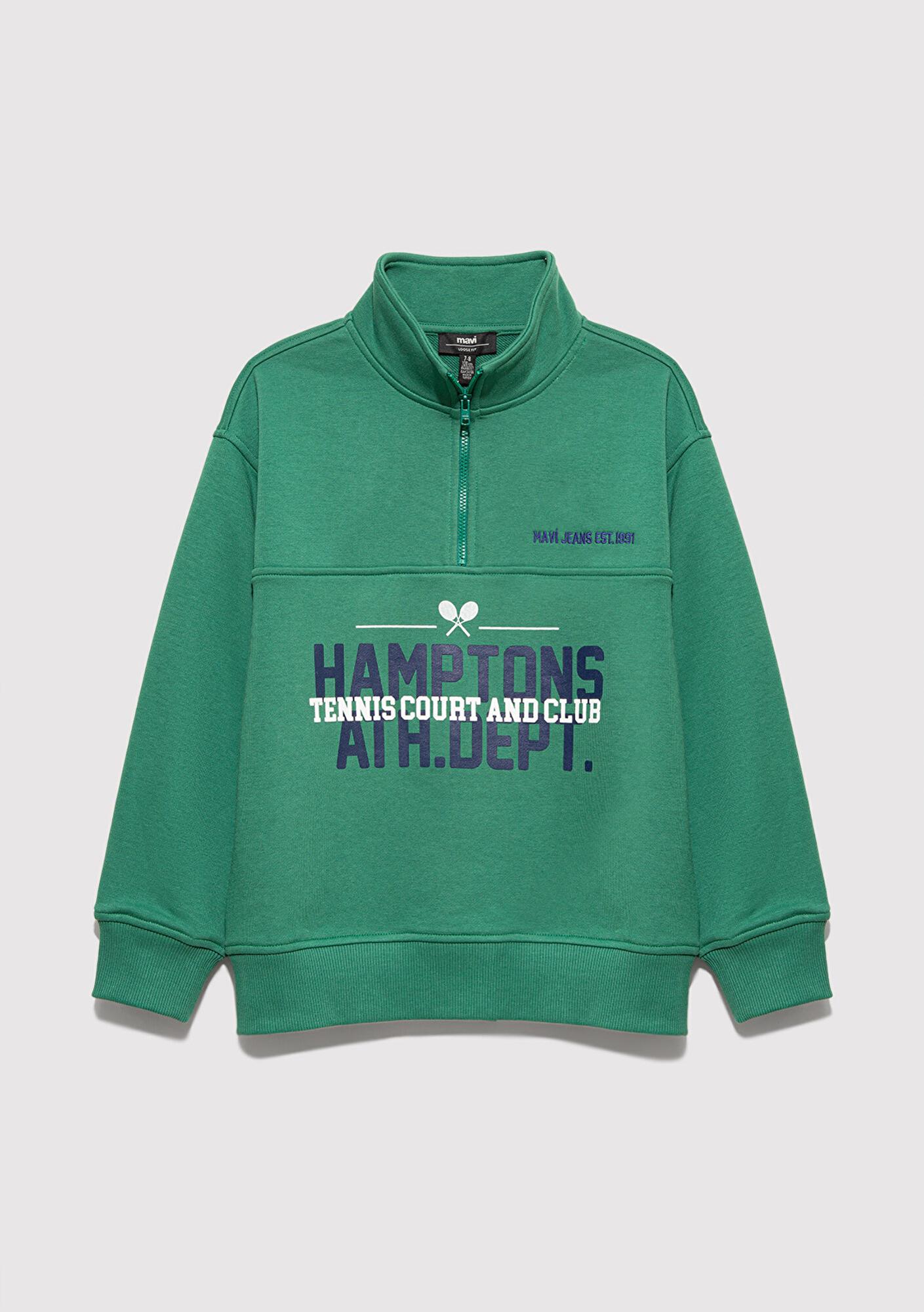 Mavi Baskılı Kapüşonlu Yeşil Sweatshirt 6S10169-71697