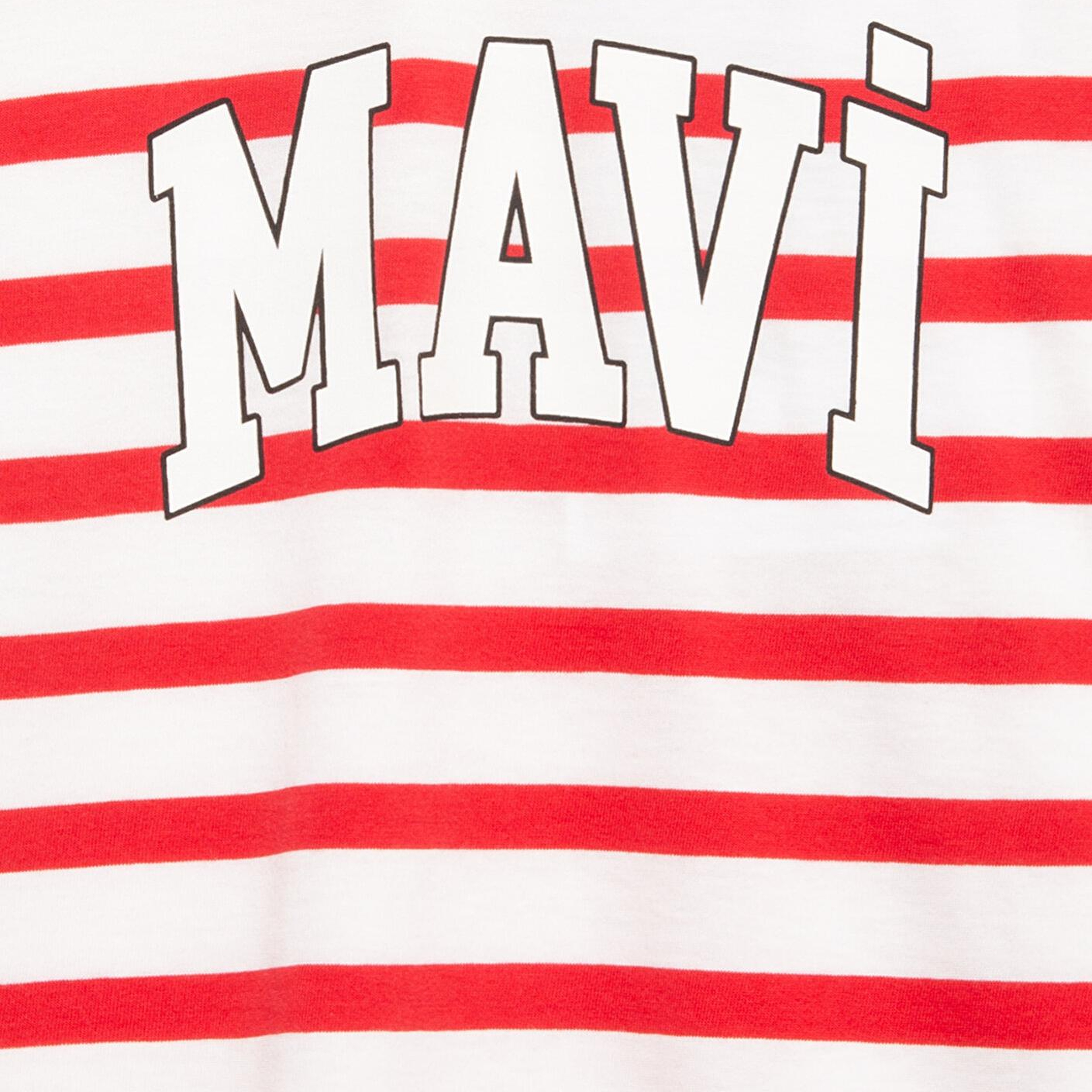 Mavi Mavi Logo Baskılı Çizgili Tişört Loose Fit / Bol Rahat Kesim 6610251-91366