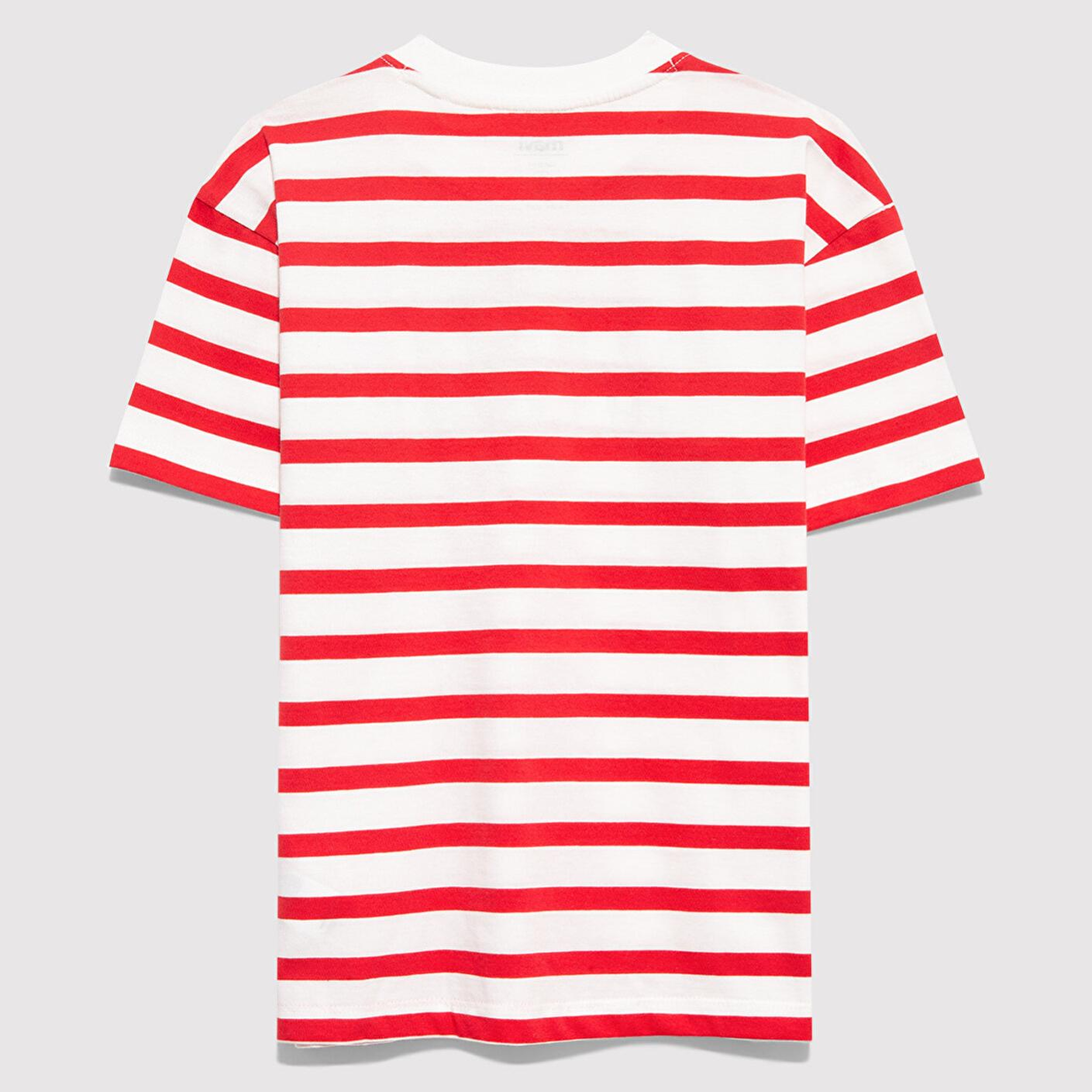 Mavi Mavi Logo Baskılı Çizgili Tişört Loose Fit / Bol Rahat Kesim 6610251-91366