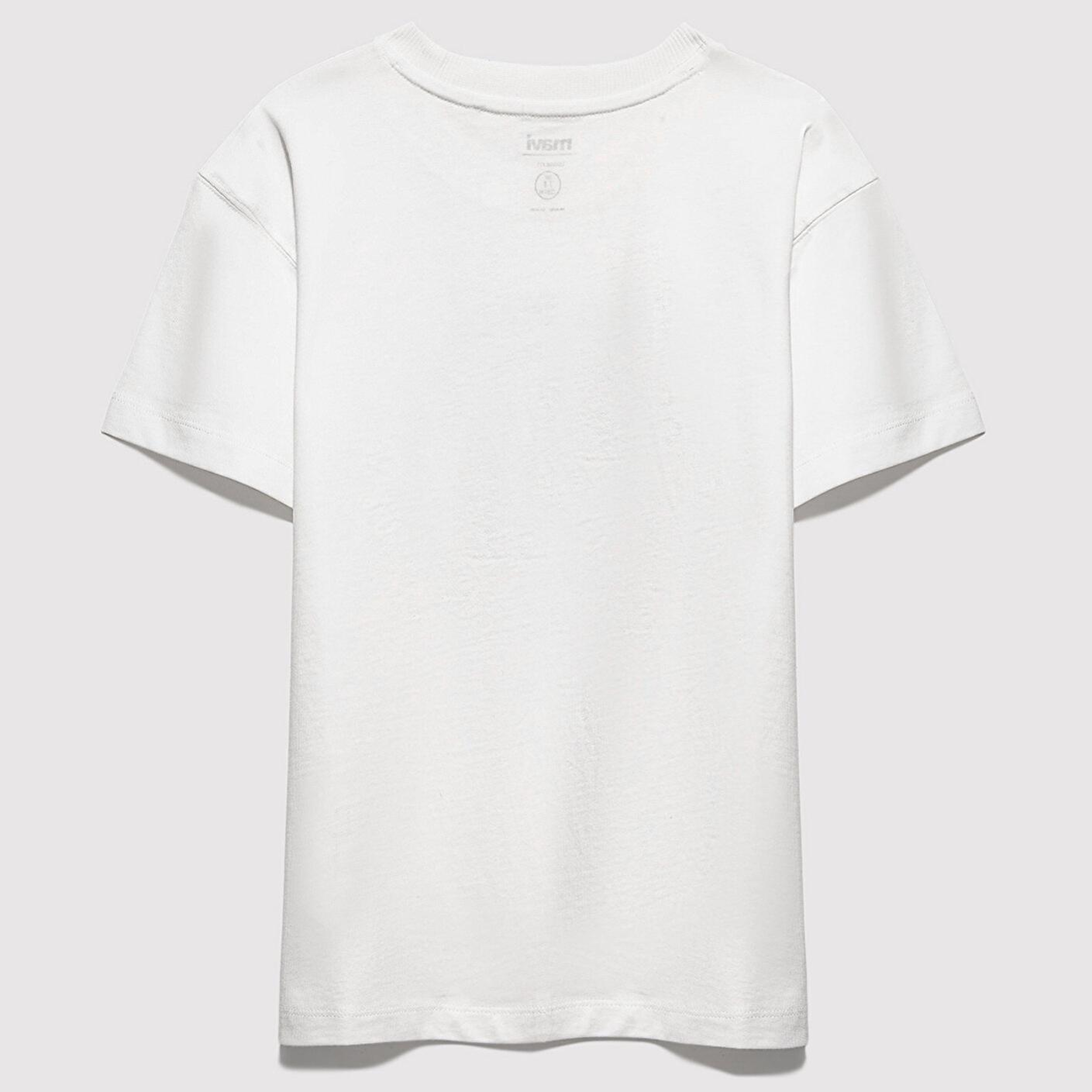 Mavi MJ Logo Baskılı Ekru Tişört Loose Fit / Bol Rahat Kesim 6610395-70057