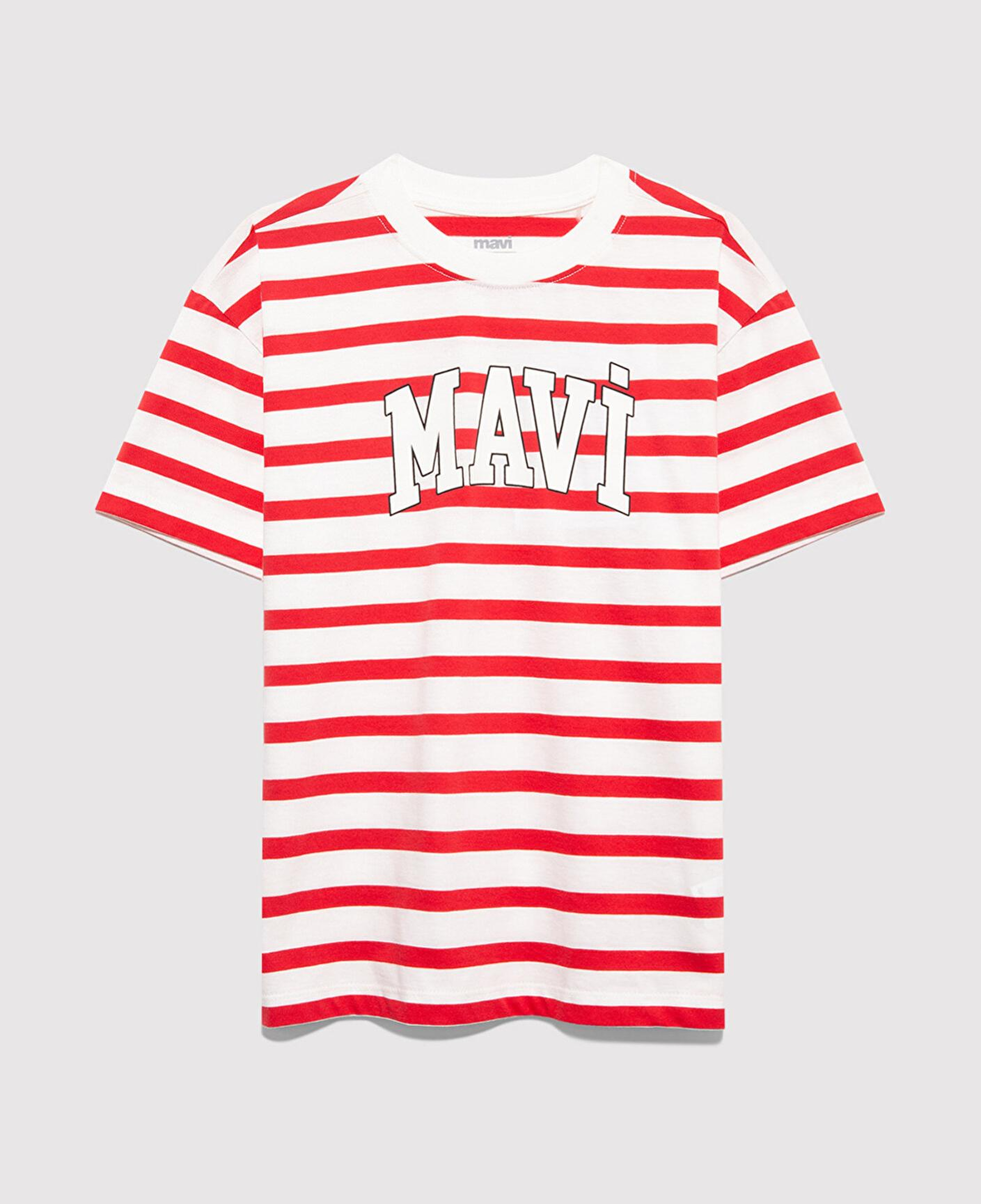 Mavi Mavi Logo Baskılı Çizgili Tişört Loose Fit / Bol Rahat Kesim 6610251-91366