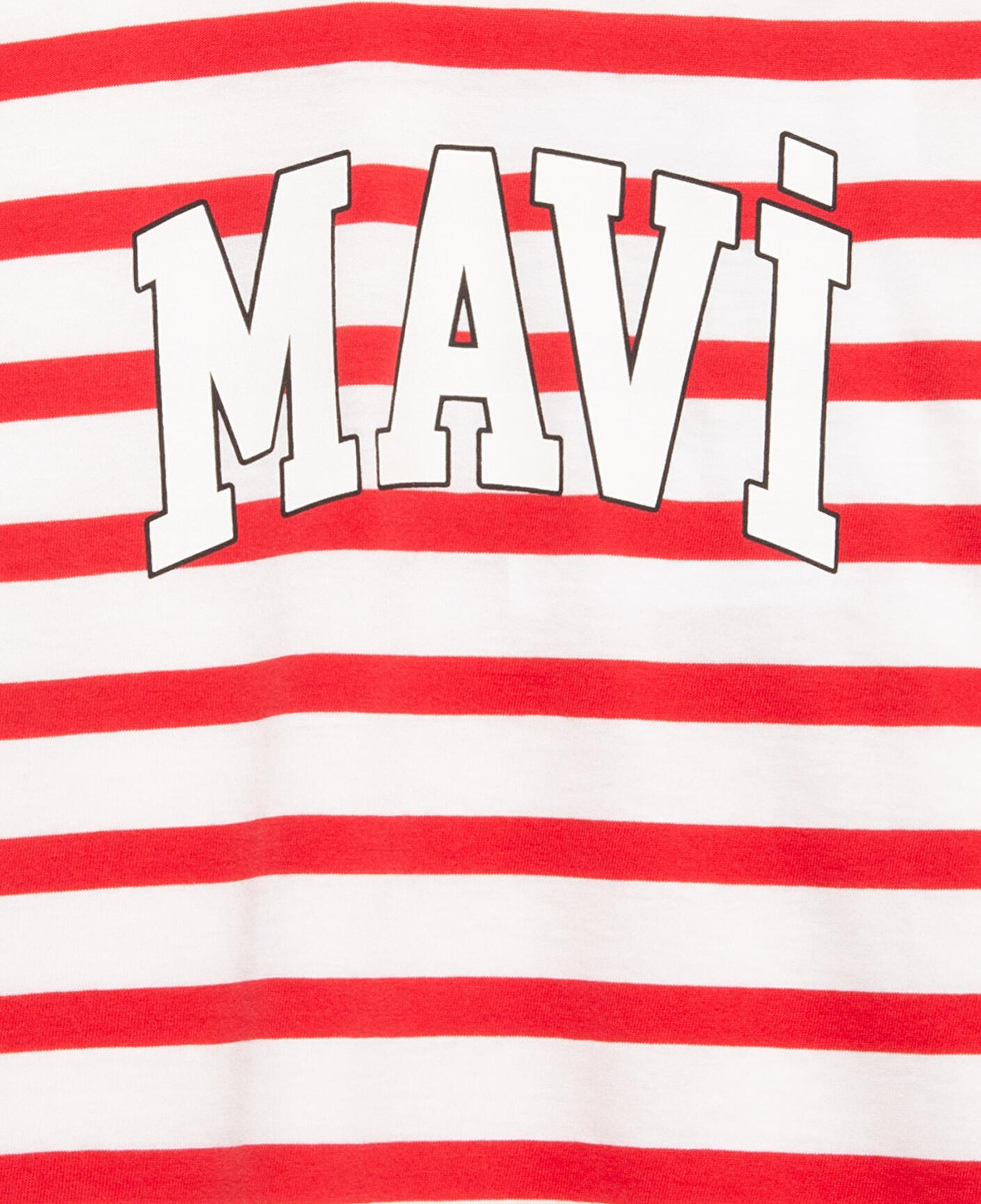 Mavi Mavi Logo Baskılı Çizgili Tişört Loose Fit / Bol Rahat Kesim 6610251-91366