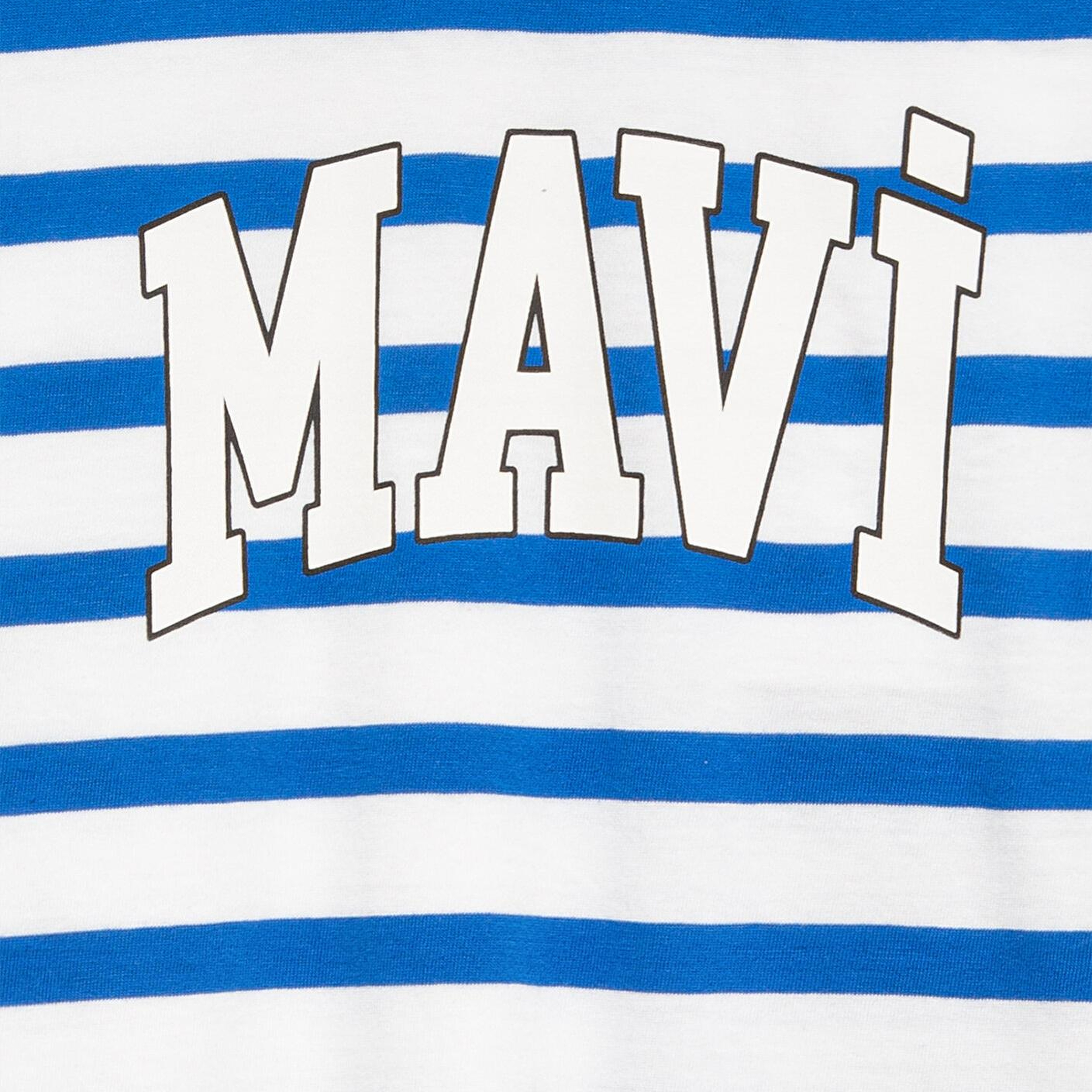 Mavi Mavi Baskılı Çizgili Tişört Loose Fit / Bol Rahat Kesim 6610251-91364