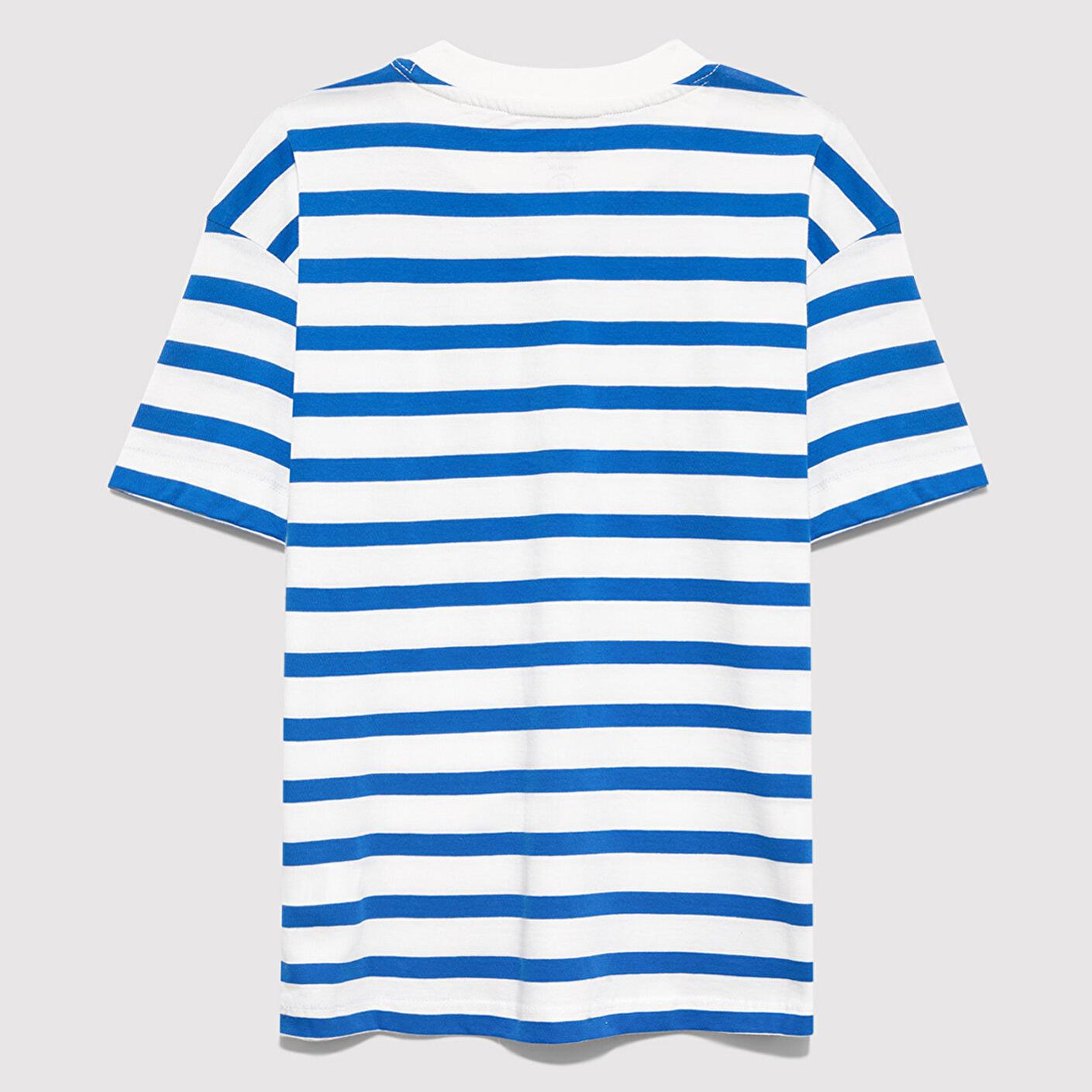 Mavi Mavi Baskılı Çizgili Tişört Loose Fit / Bol Rahat Kesim 6610251-91364