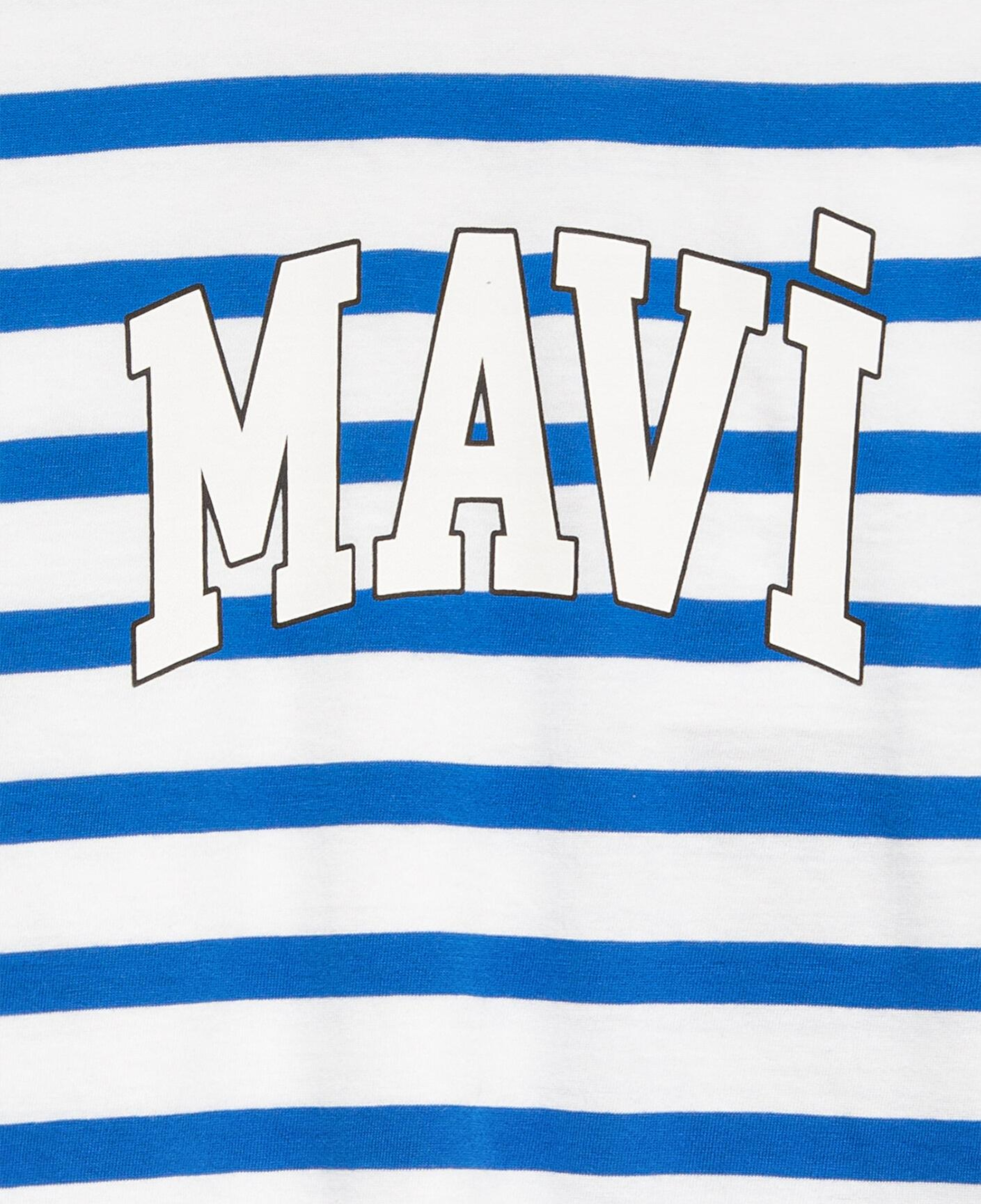 Mavi Mavi Baskılı Çizgili Tişört Loose Fit / Bol Rahat Kesim 6610251-91364