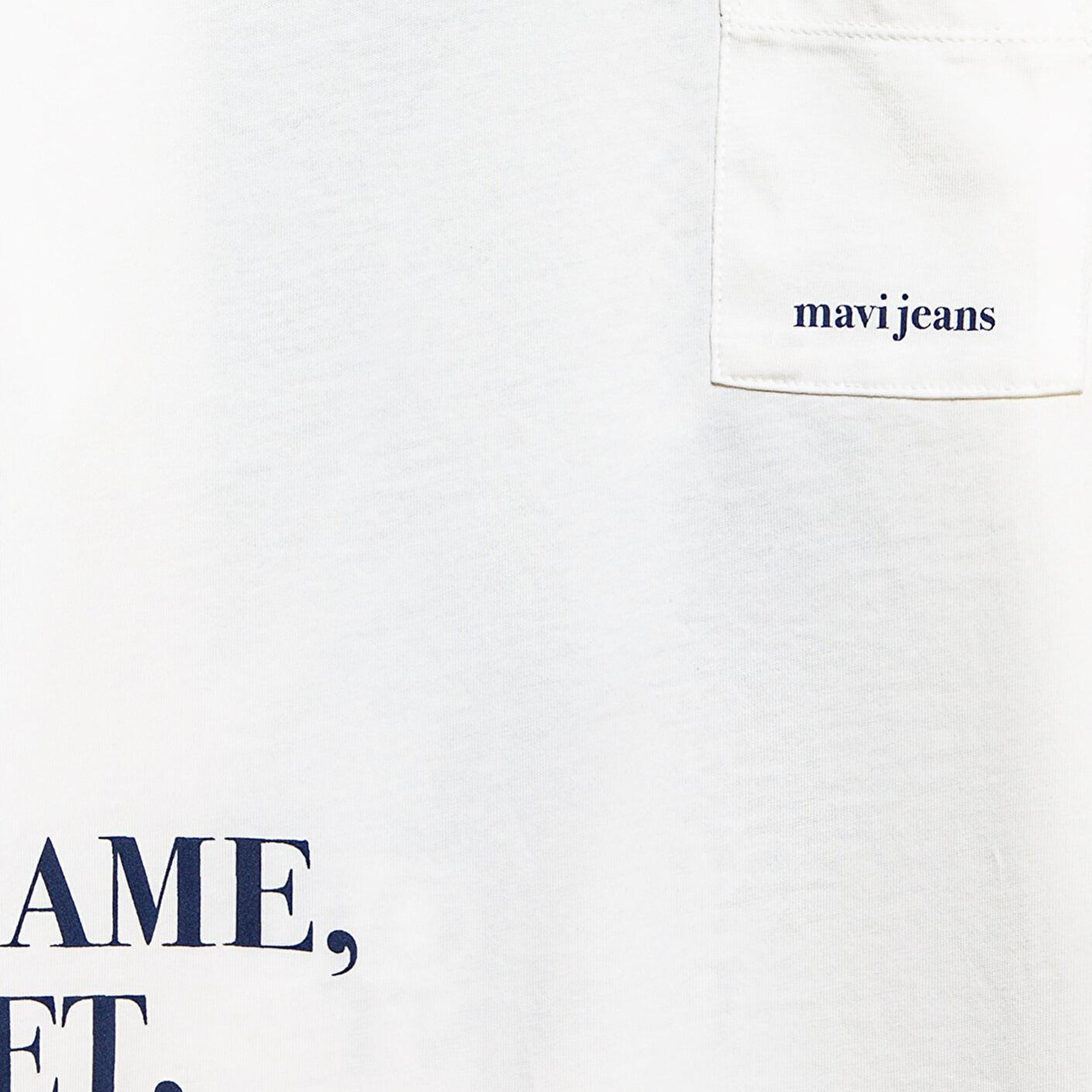 Mavi Tennis Club Baskılı Ekru Tişört Oversize / Geniş Kesim 6610400-70057