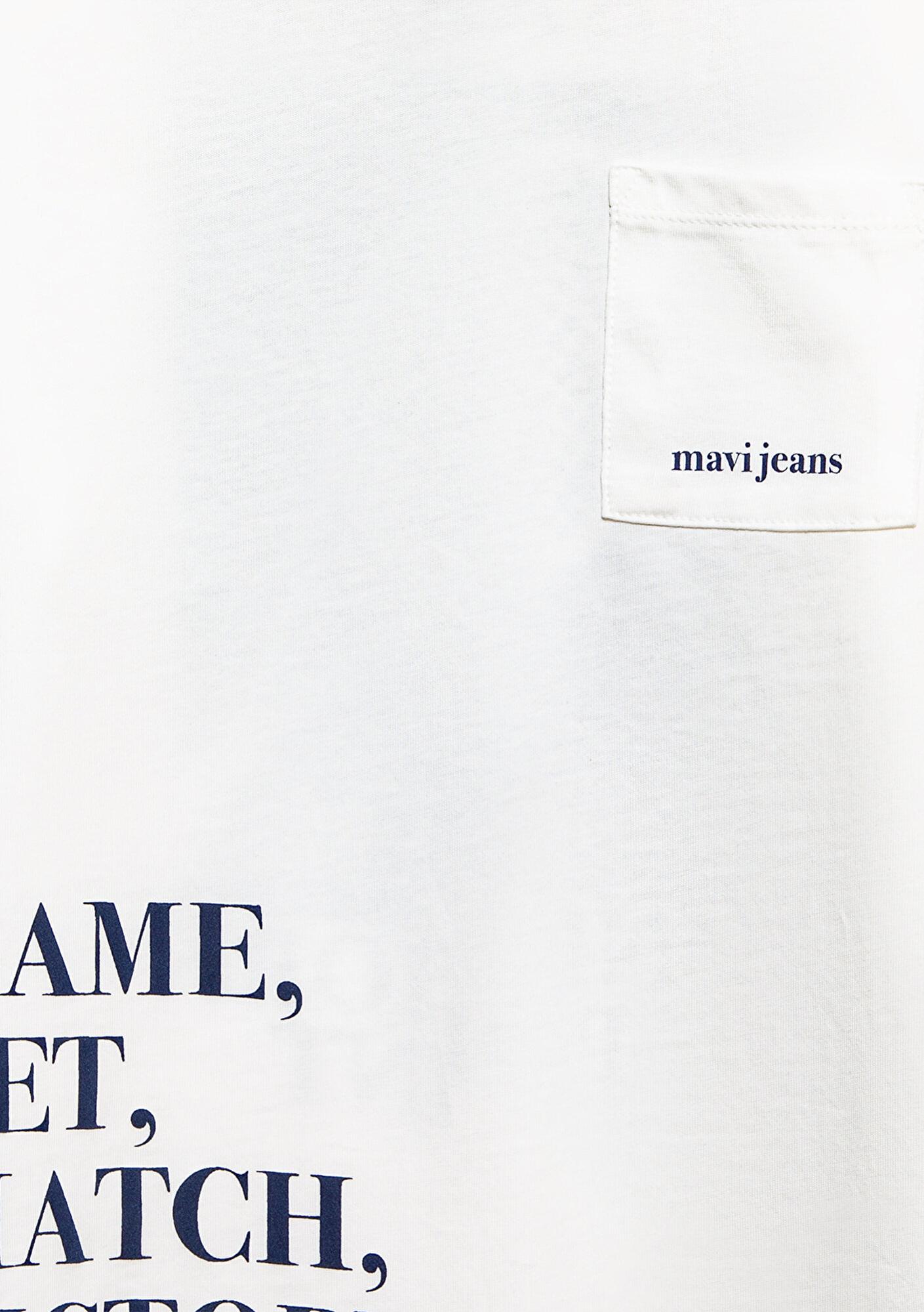 Mavi Tennis Club Baskılı Ekru Tişört Oversize / Geniş Kesim 6610400-70057