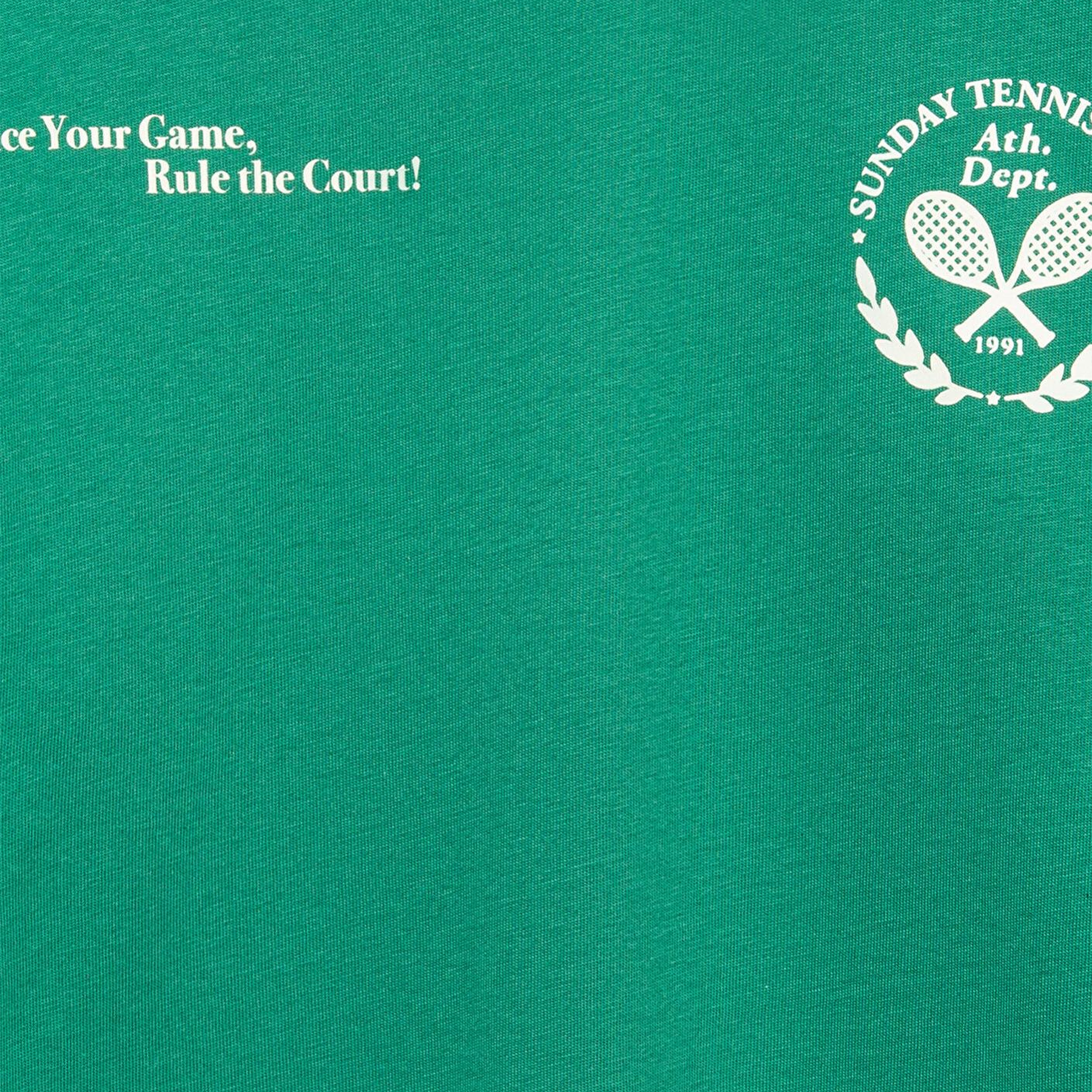 Mavi Baskılı Yeşil Tişört Oversize / Geniş Kesim 6610401-71697