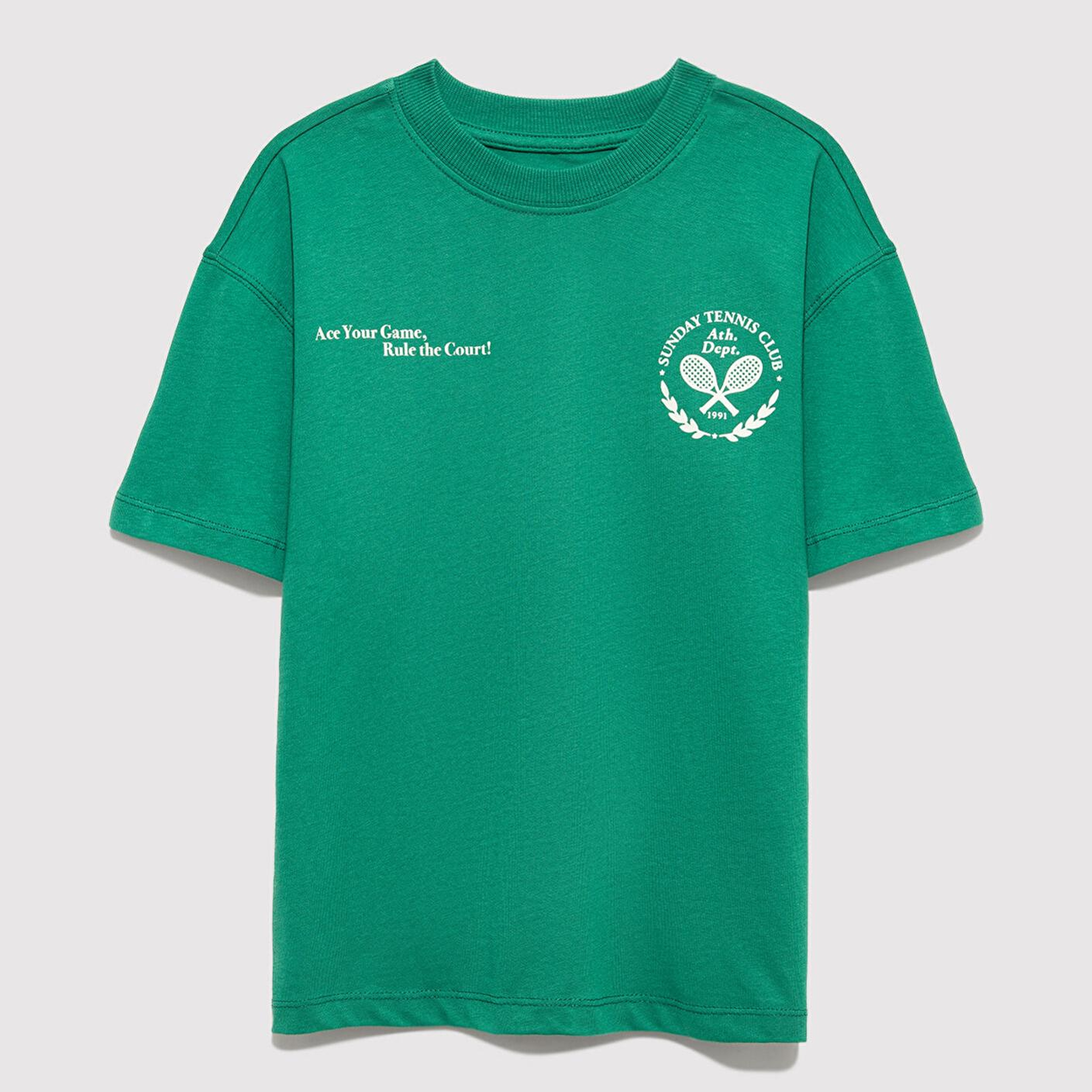 Mavi Baskılı Yeşil Tişört Oversize / Geniş Kesim 6610401-71697