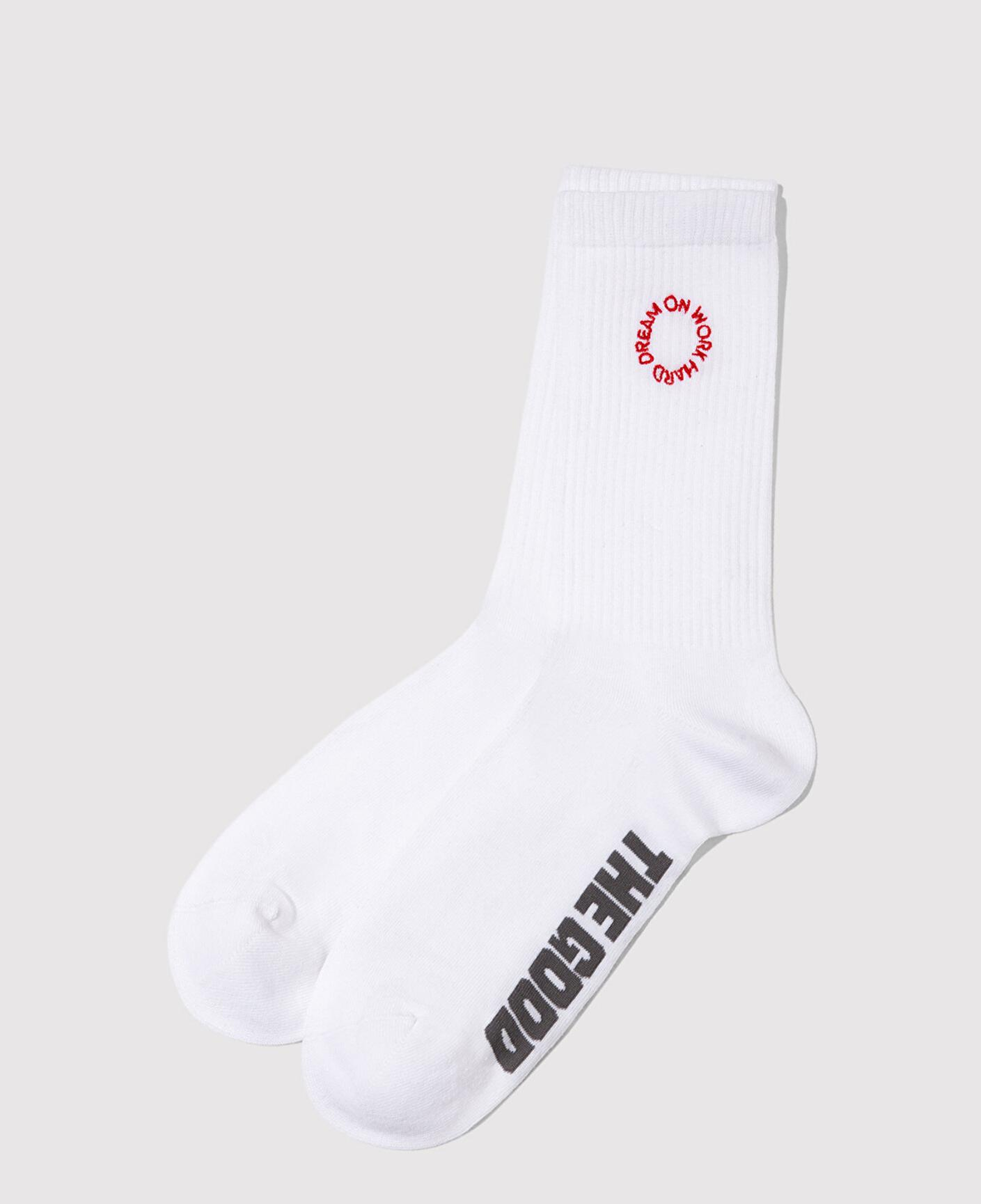 Mavi Nakışlı Beyaz Soket Çorap 0912195-620