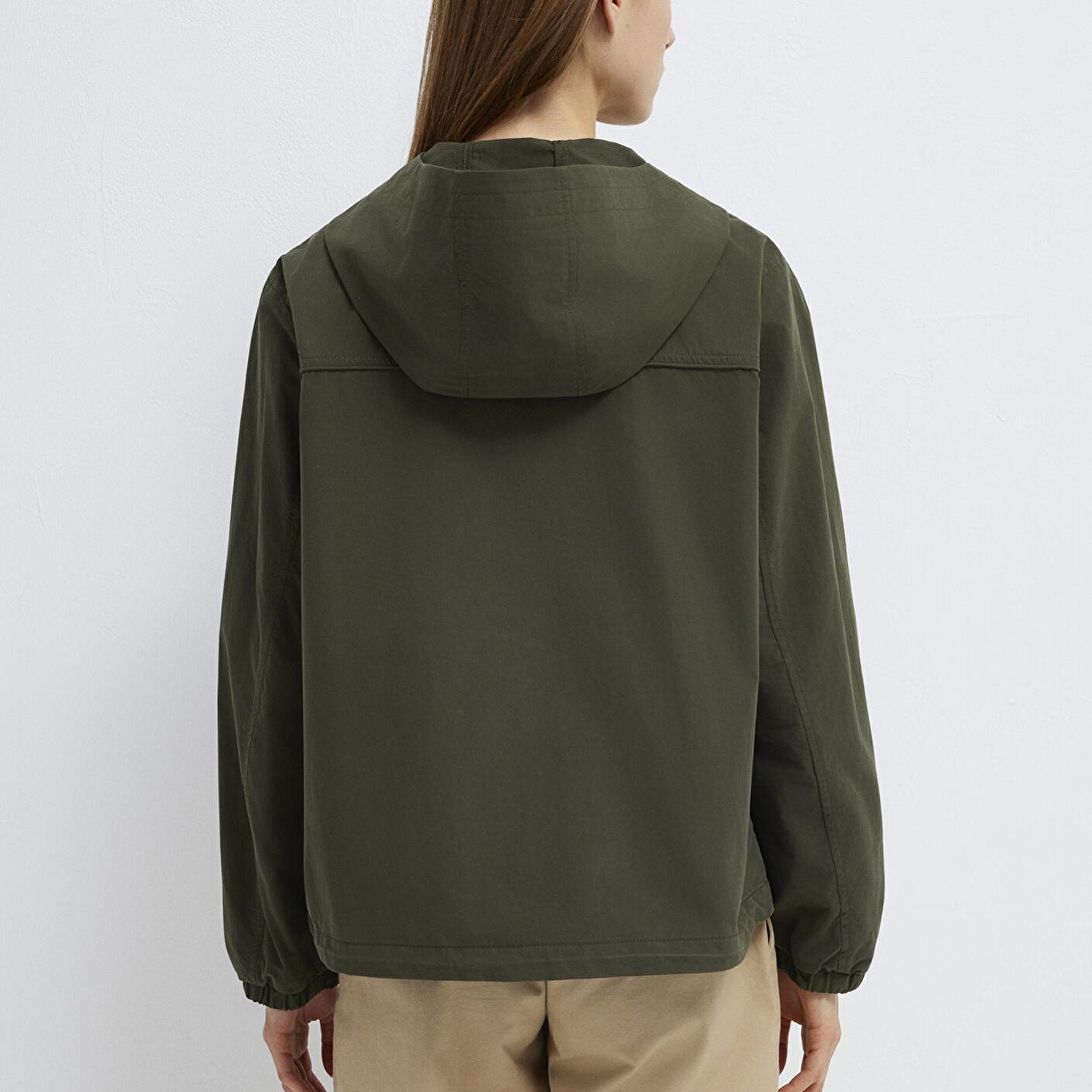 Mavi Kapüşonlu Haki Ceket Oversize / Geniş Kesim 1110812-80714