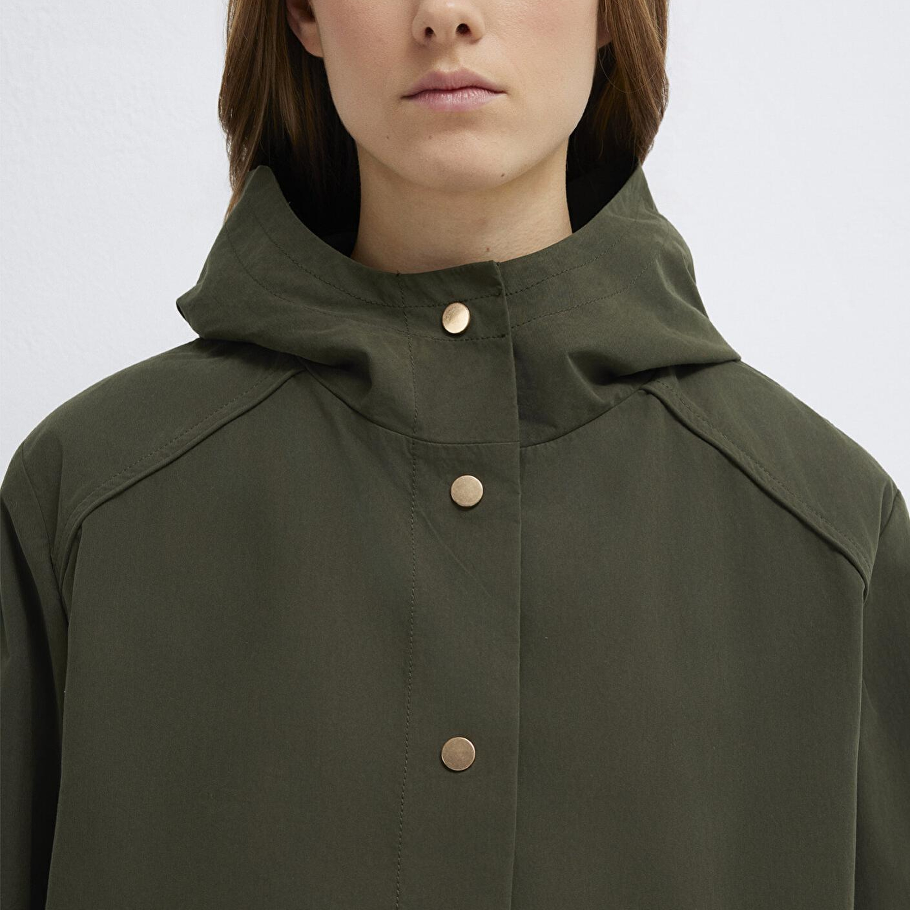 Mavi Kapüşonlu Haki Ceket Oversize / Geniş Kesim 1110812-80714