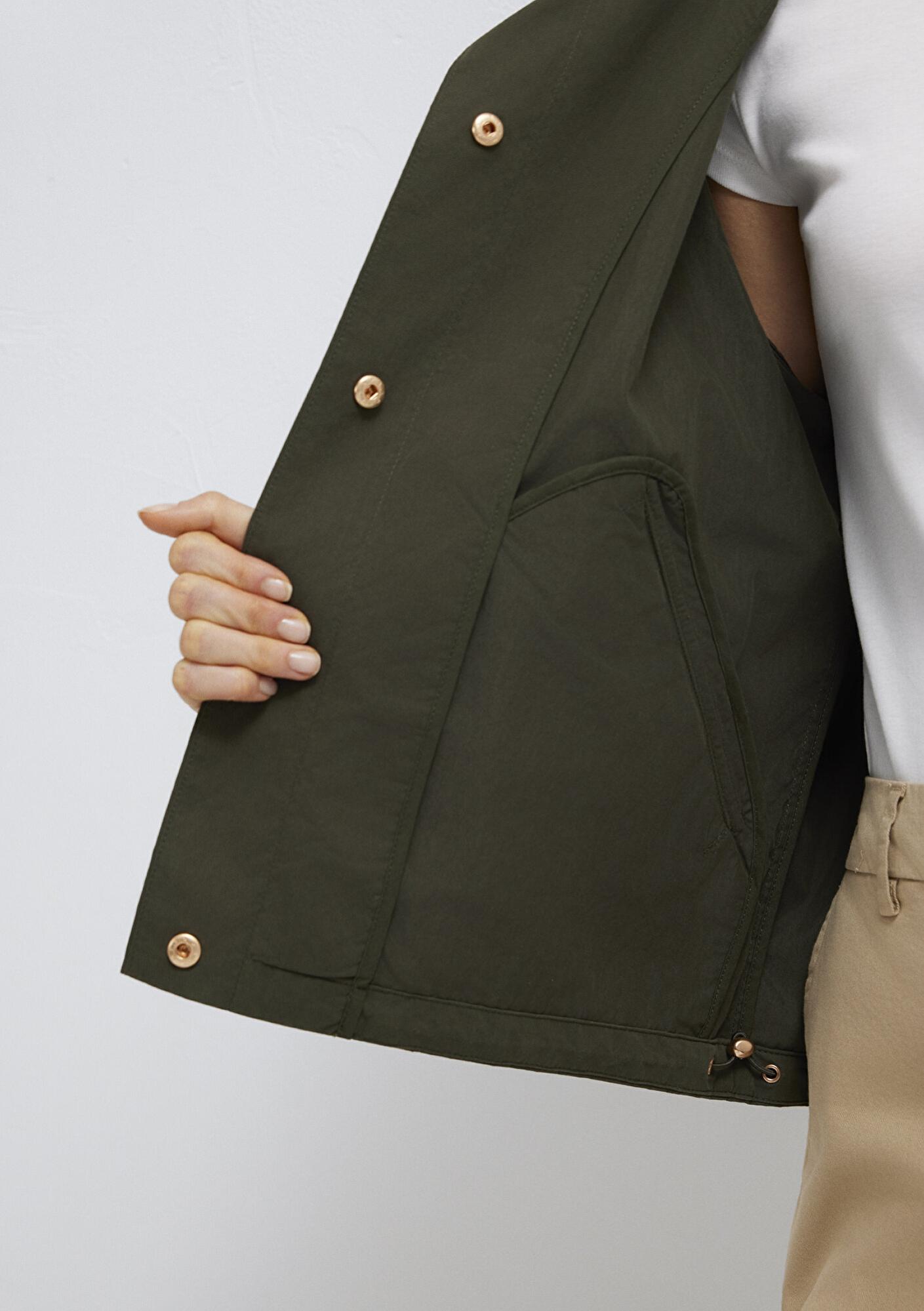 Mavi Kapüşonlu Haki Ceket Oversize / Geniş Kesim 1110812-80714