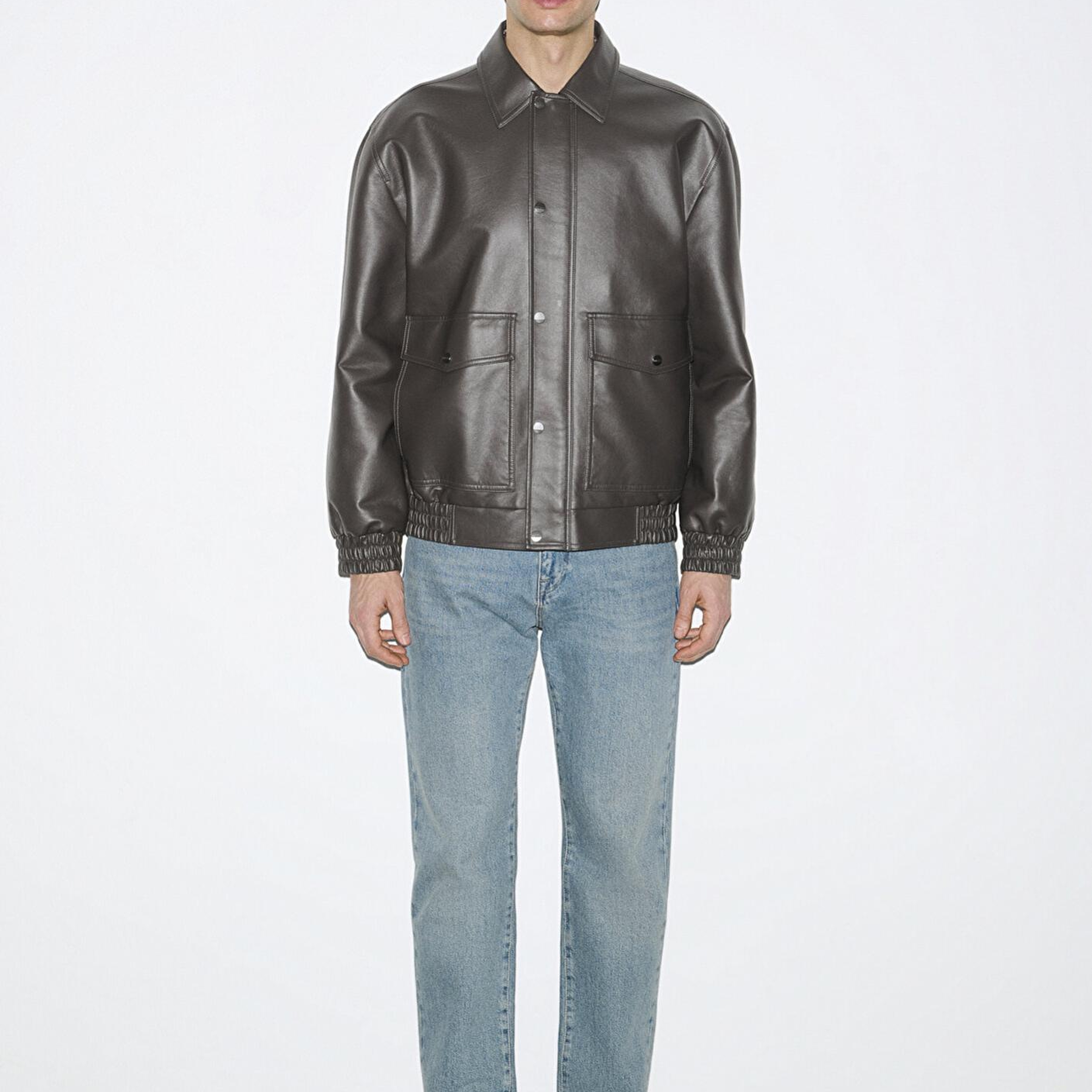 Mavi Kahverengi Suni Deri Ceket Loose Fit / Bol Rahat Kesim 0110796-70219